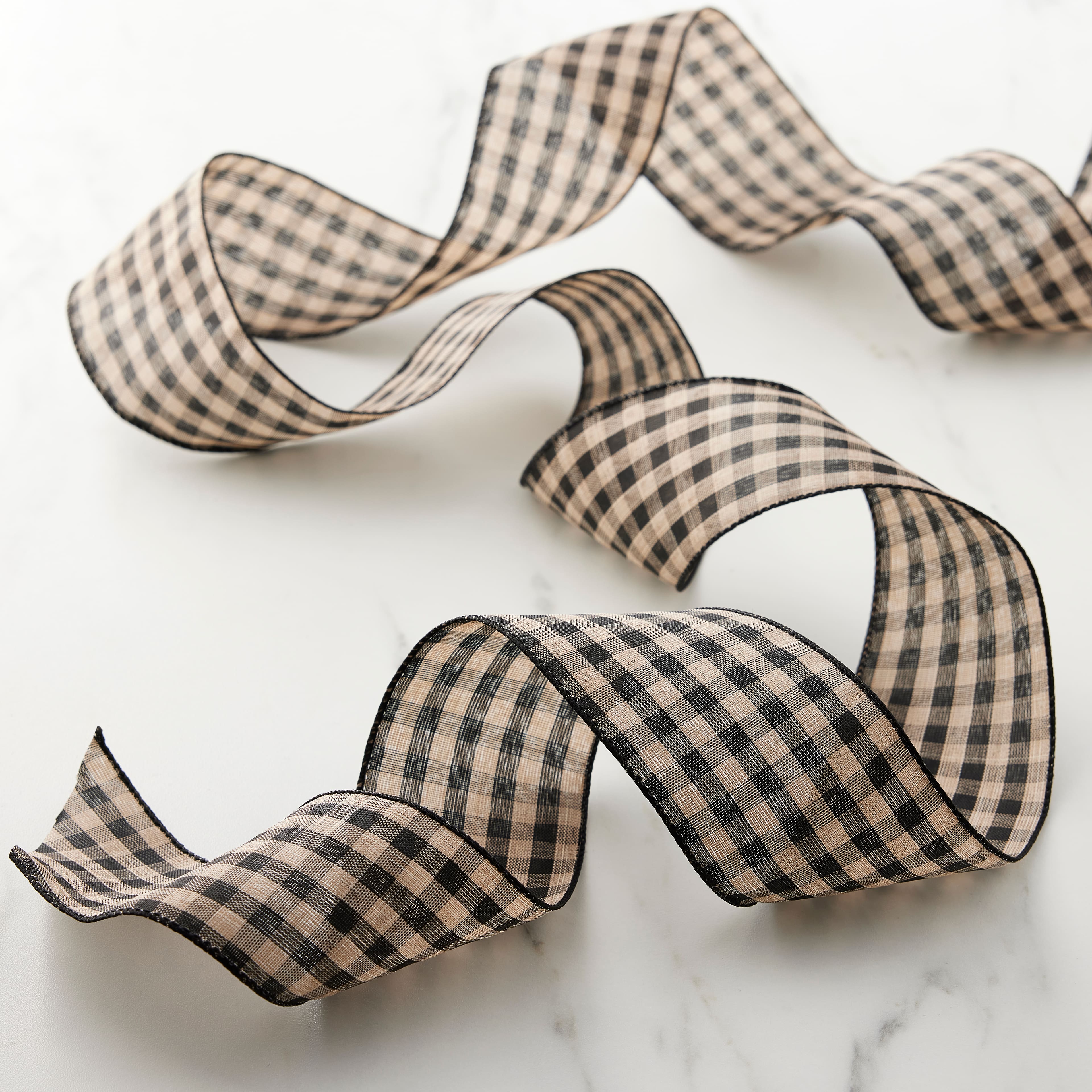 2.5&#x22; x 25ft. Wired Gingham Ribbon by Celebrate It&#x2122;