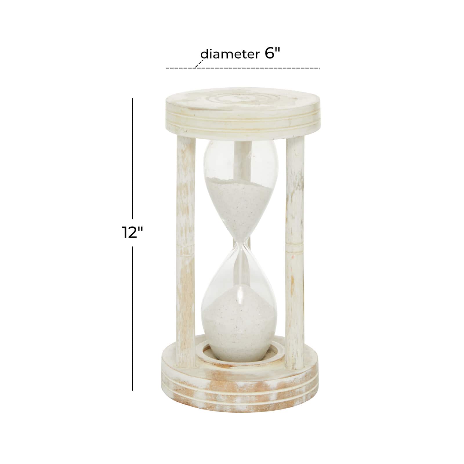 12&#x22; White Mango Wood Hourglass Timer