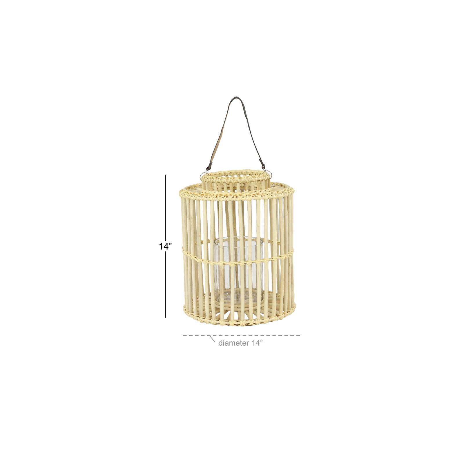 Light Brown Rattan Coastal Candle Holder Lantern, 18&#x22; x 14&#x22; x 14&#x22;
