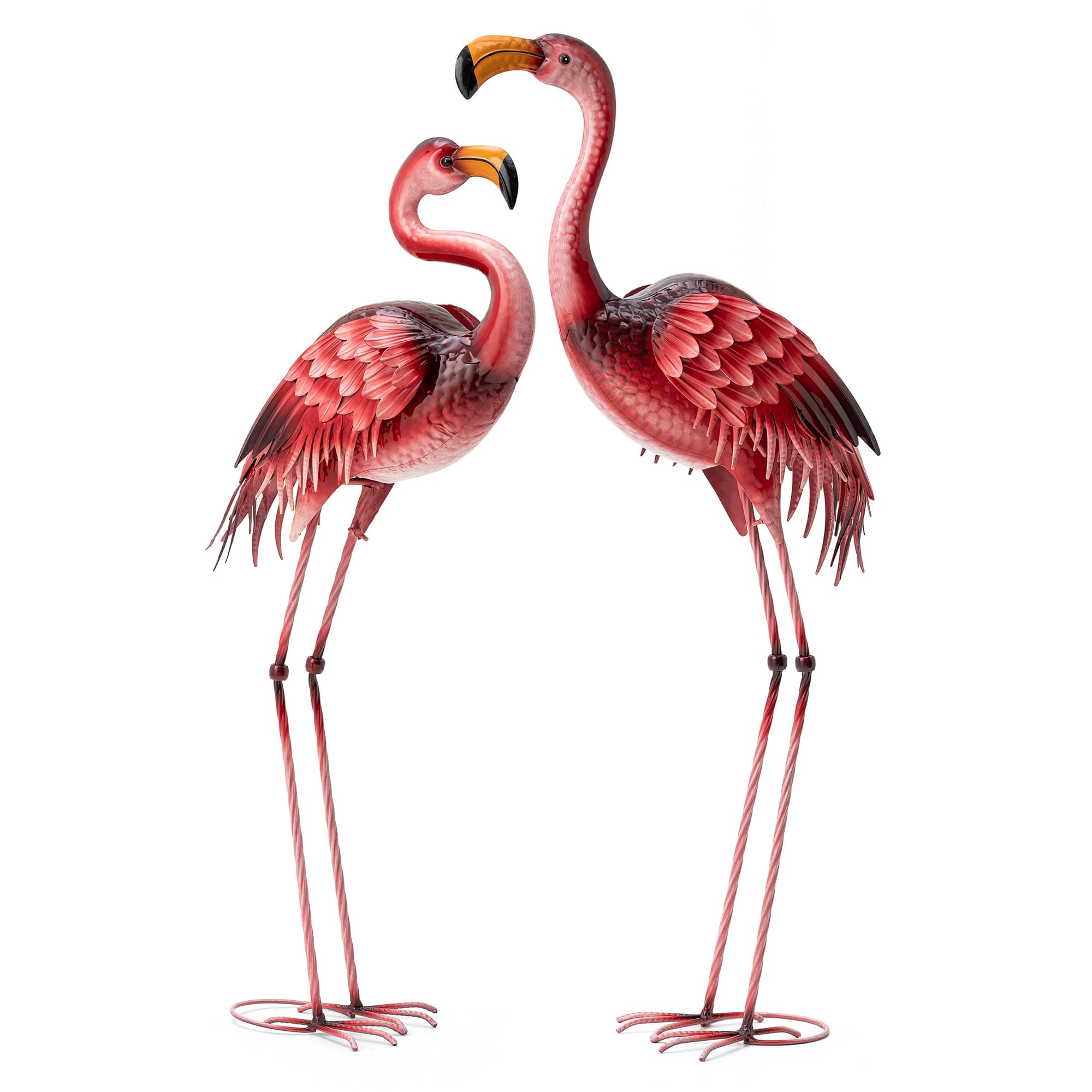Glitzhome® Metal Standing Flamingo Garden Statue with Stakes Set