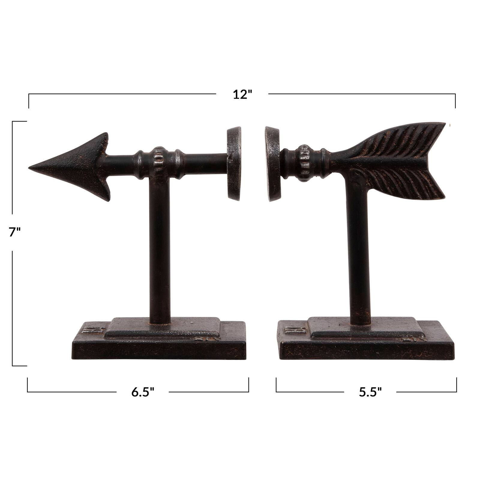 Bronze Arrow Cast Iron Bookends Set