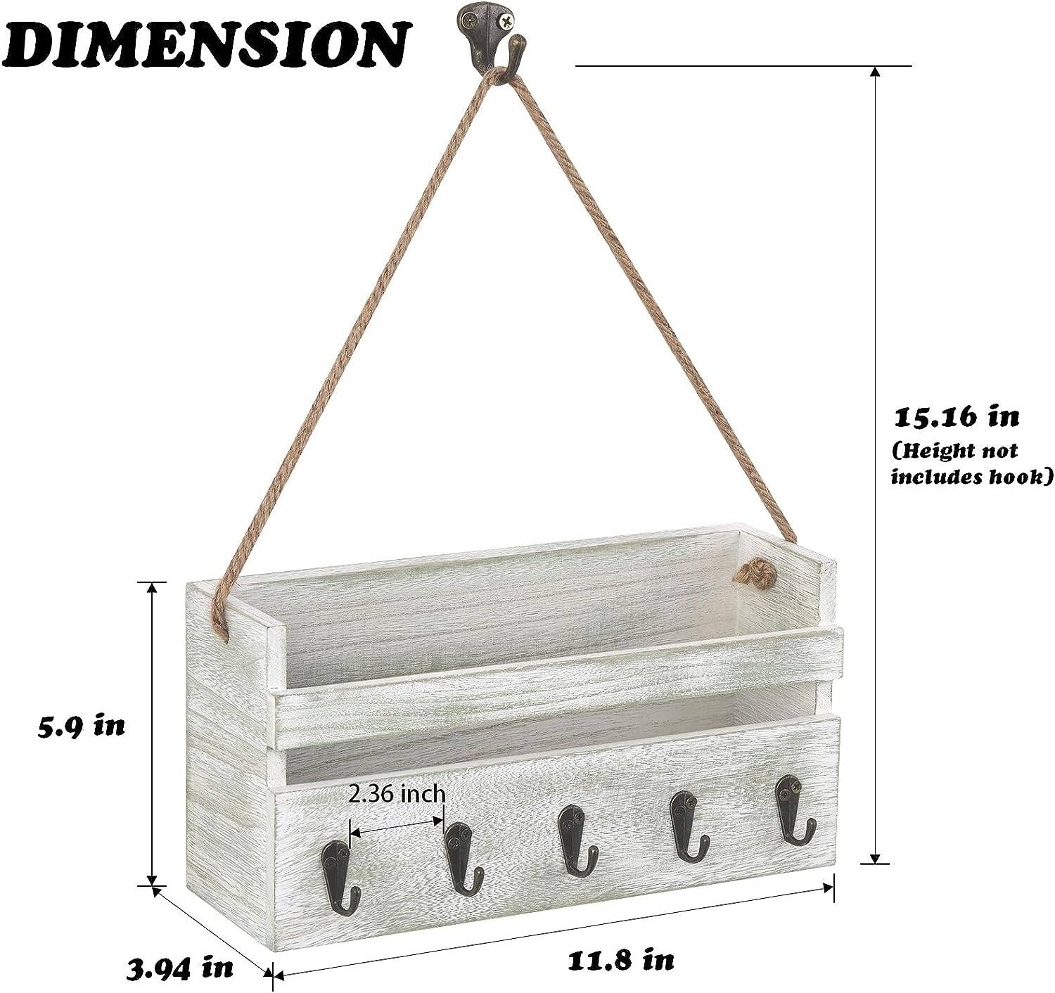 NEX&#x2122; Weathered Green Hanging Wall-Mounted Mail Organizer with 5 Hooks