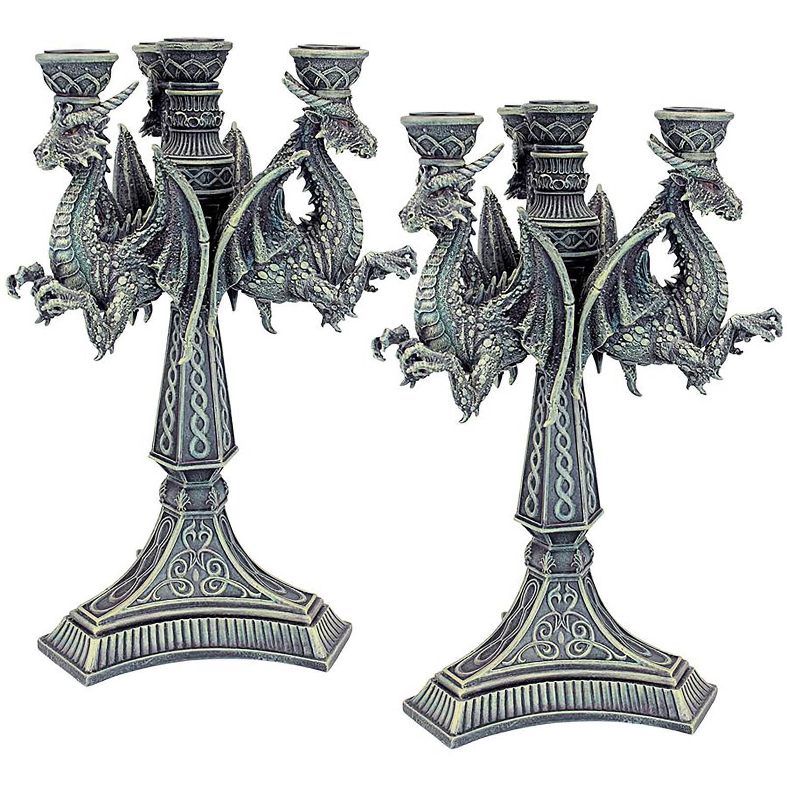 Design Toscano Dragons of the Knight Templar Sculptural Candelabra