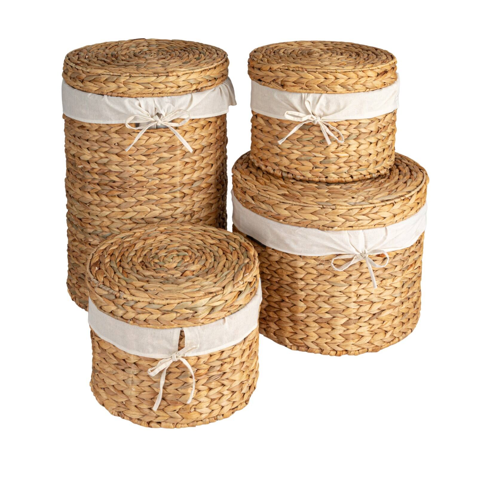Hello Honey® Natural Brown Serene Hyacinth Basket Set with Lids