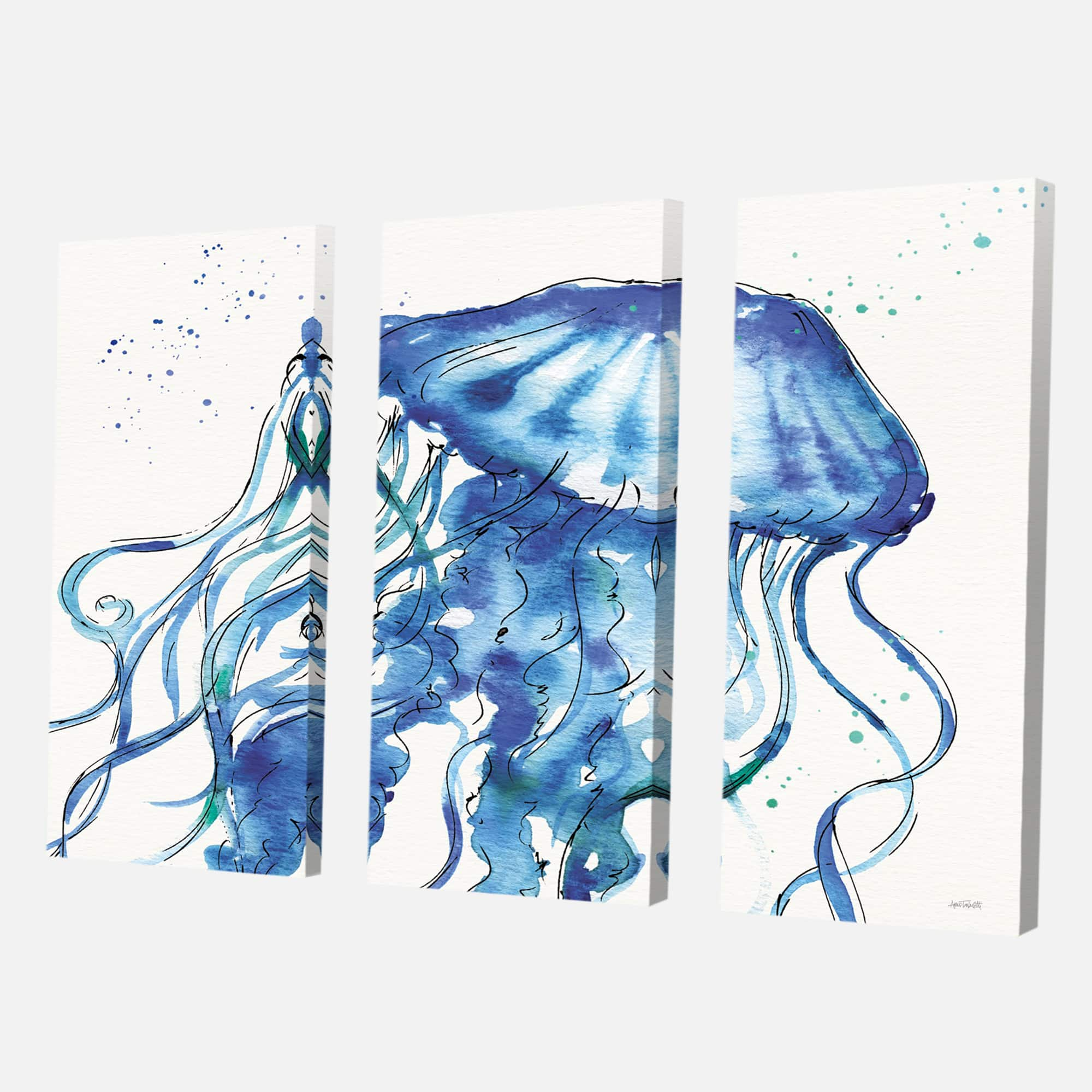 Designart - Blue Deep Sea X - Coastal Gallery-wrapped Canvas