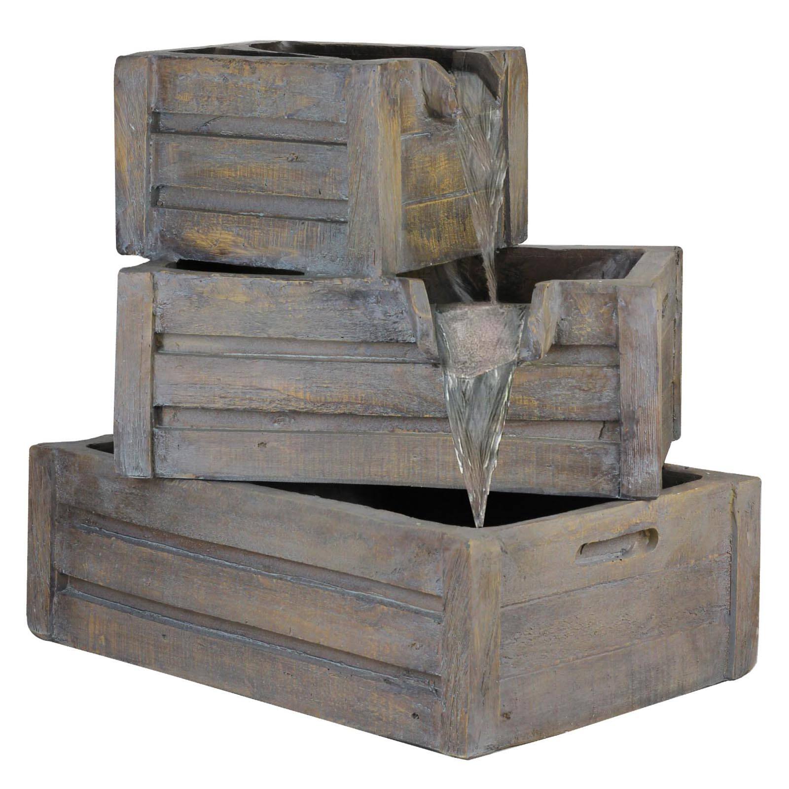 21&#x22; Brown Three Tier Planter Boxes Outdoor Water Fountain