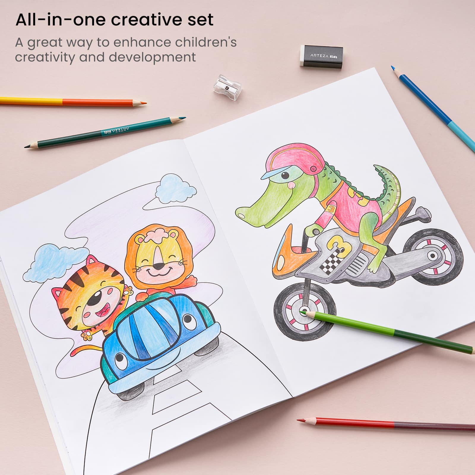 Arteza&#xAE; Kids Transportation Coloring Book Kit, 16 pcs