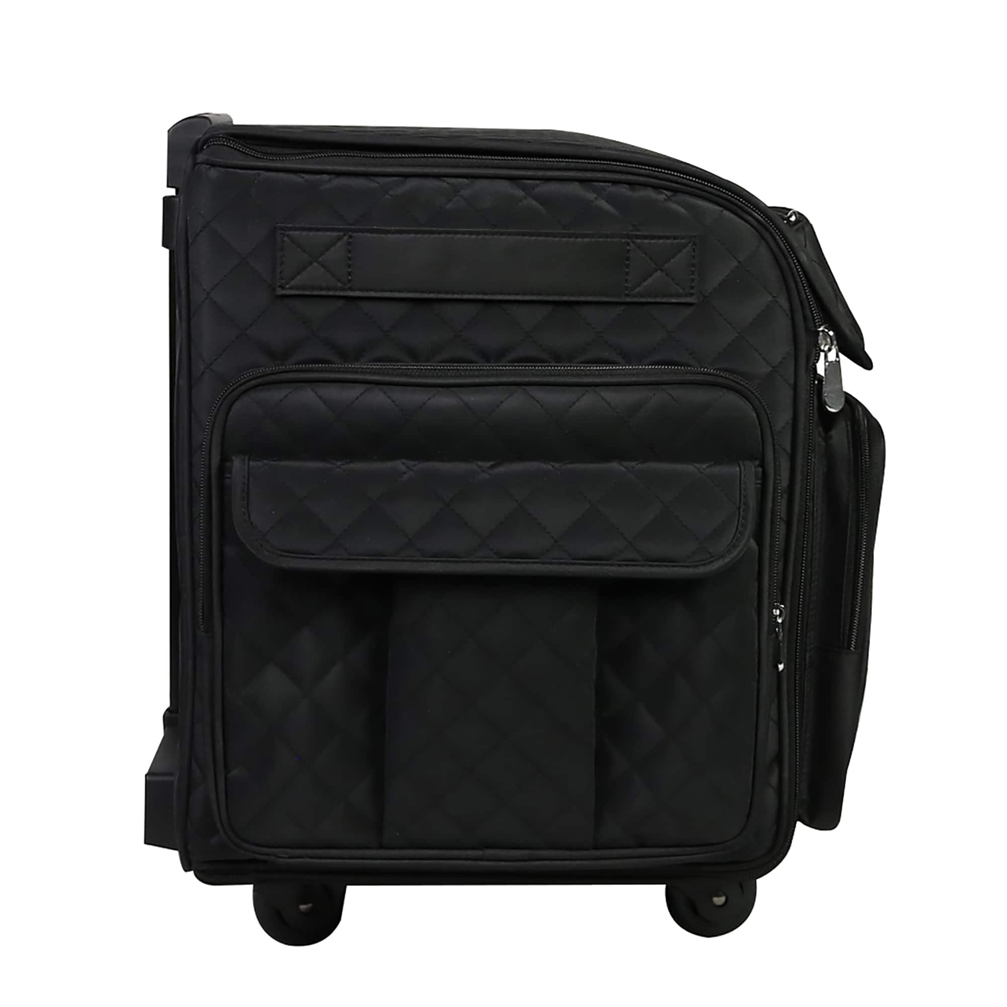 Everything Mary 15.5 x 18 Black Quilted Serger Machine Rolling Case