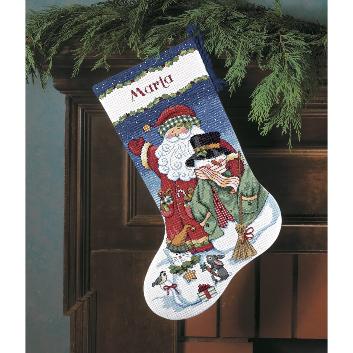 Dimensions&#xAE; Santa &#x26; Snowman Stocking Counted Cross Stitch Kit