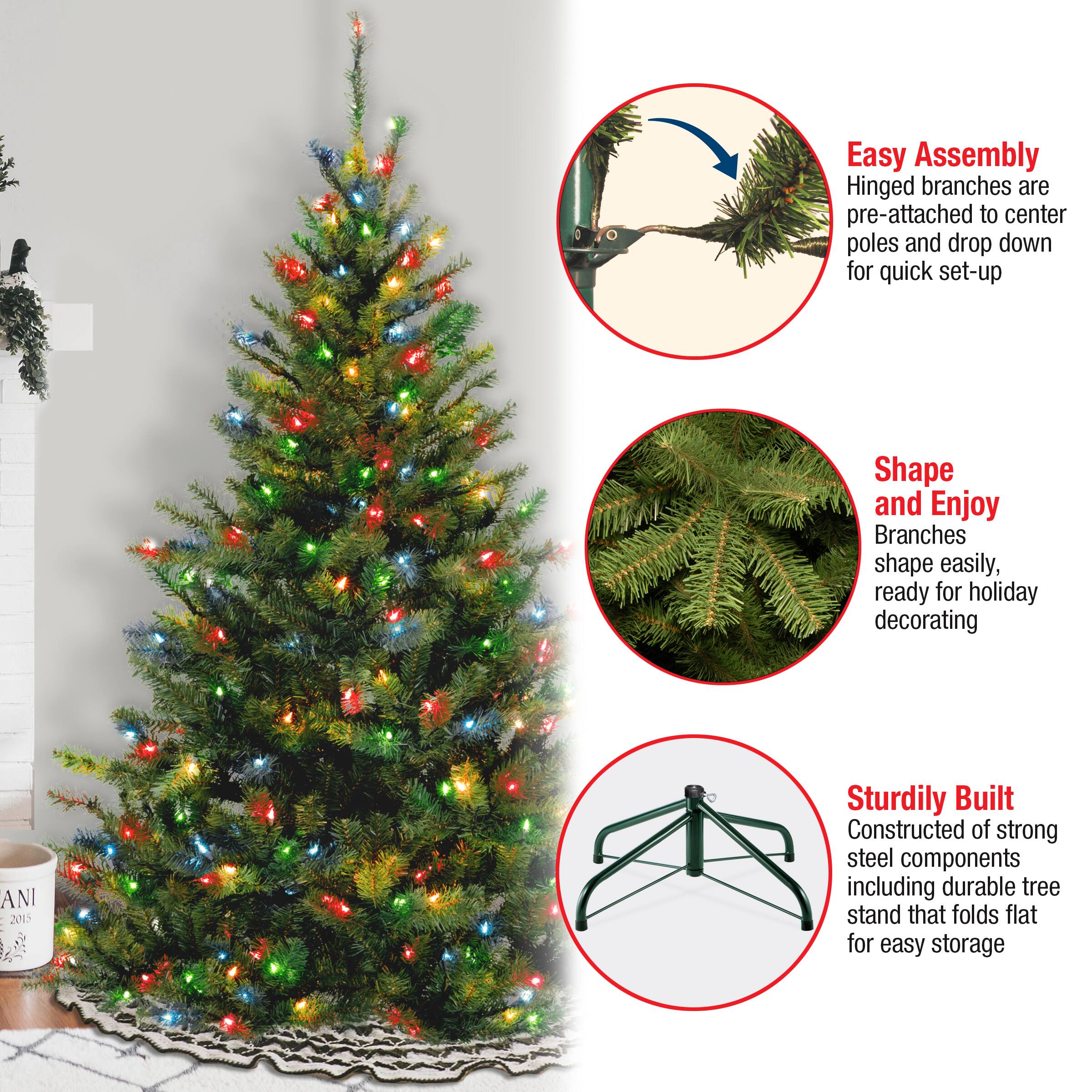 6ft. Pre-Lit Kincaid Spruce Artificial Christmas Tree, Multicolor Lights
