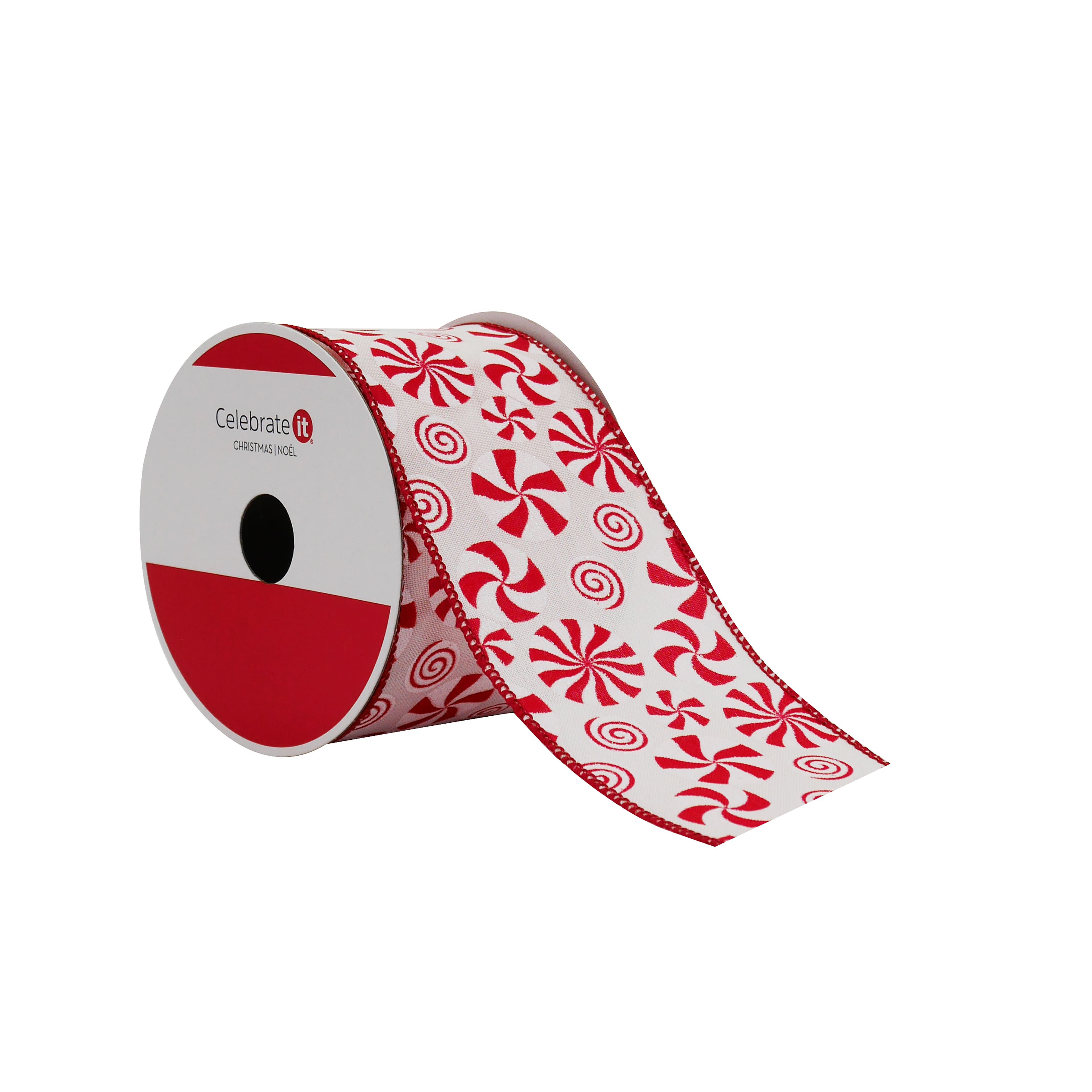 2.5&#x22; x 20ft. Peppermint Swirl Wired Ribbon by Celebrate It&#xAE;