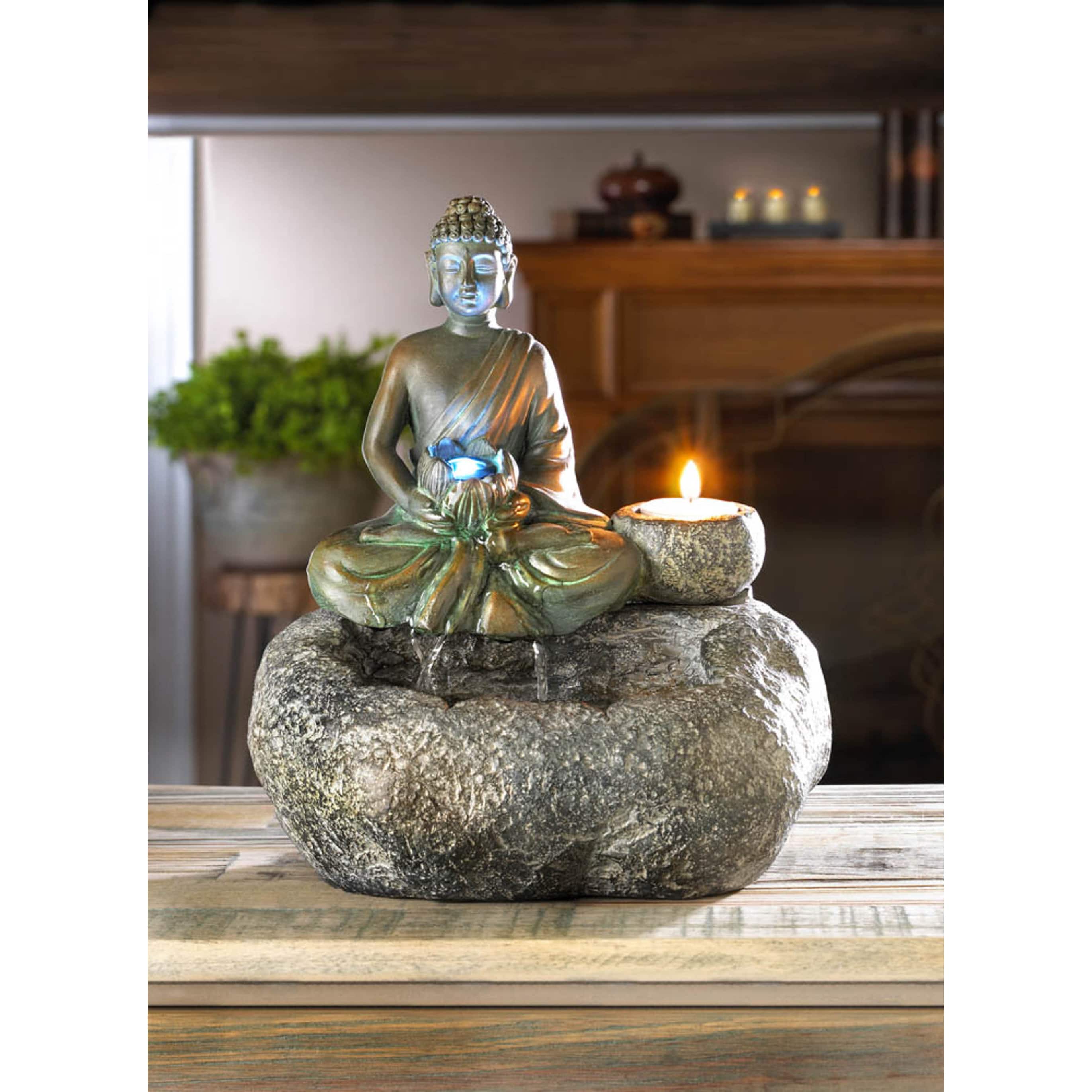 10.5&#x22; Buddha LED Tabletop Fountain