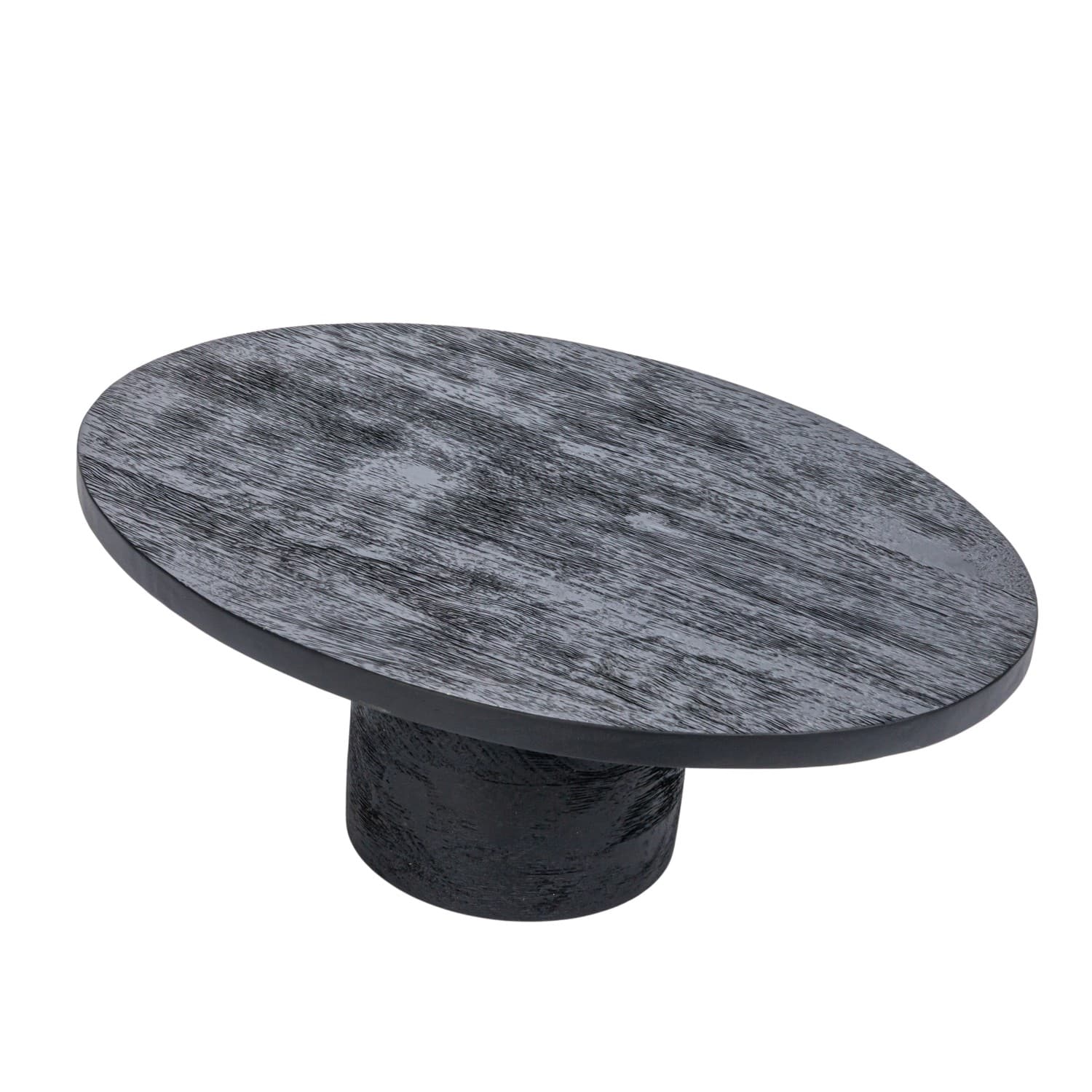 Hello Honey® 16" Black Oval Mango Wood Pedestal