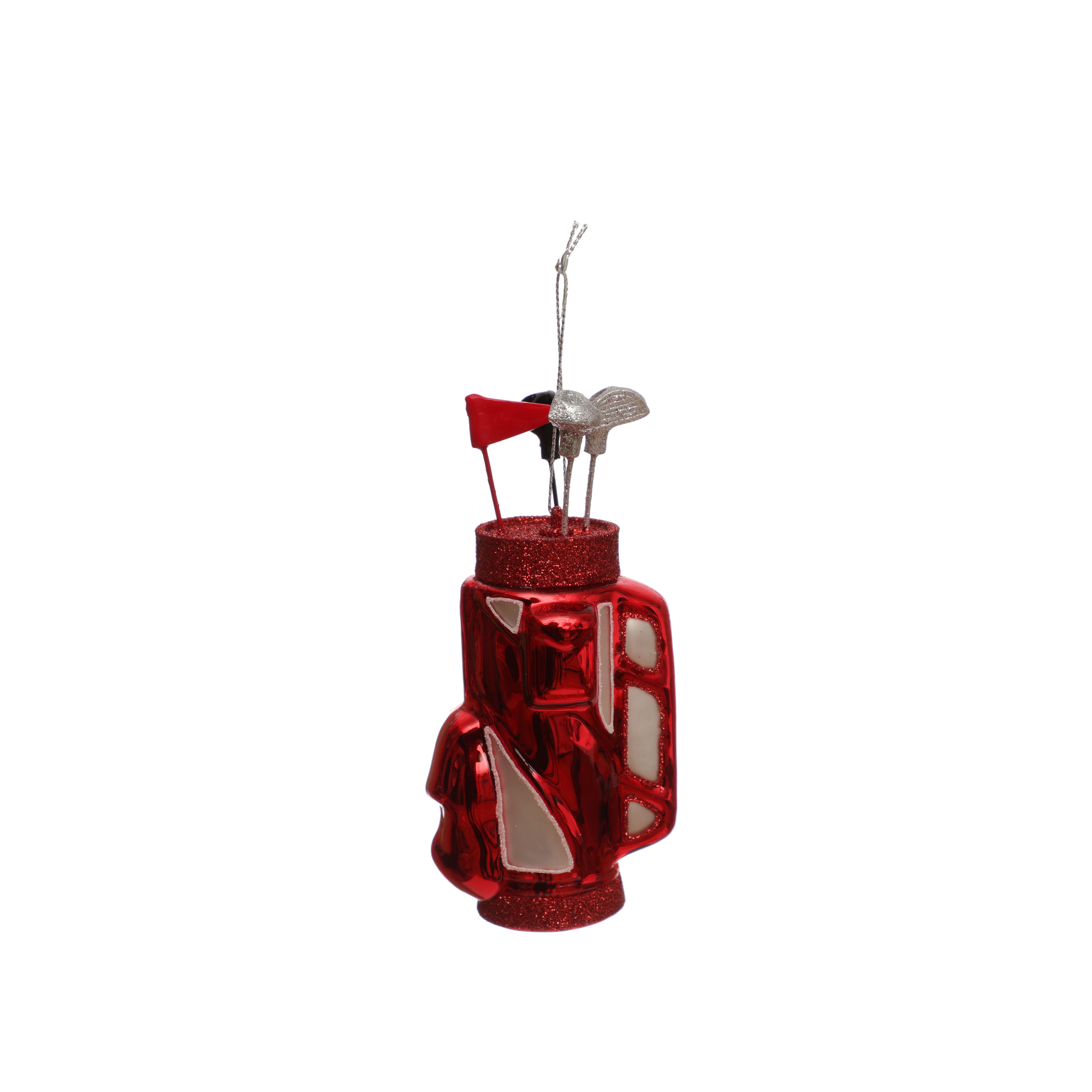 5&#x22; Red &#x26; White Golf Bag with Clubs Glass Ornament by Ashland&#xAE;