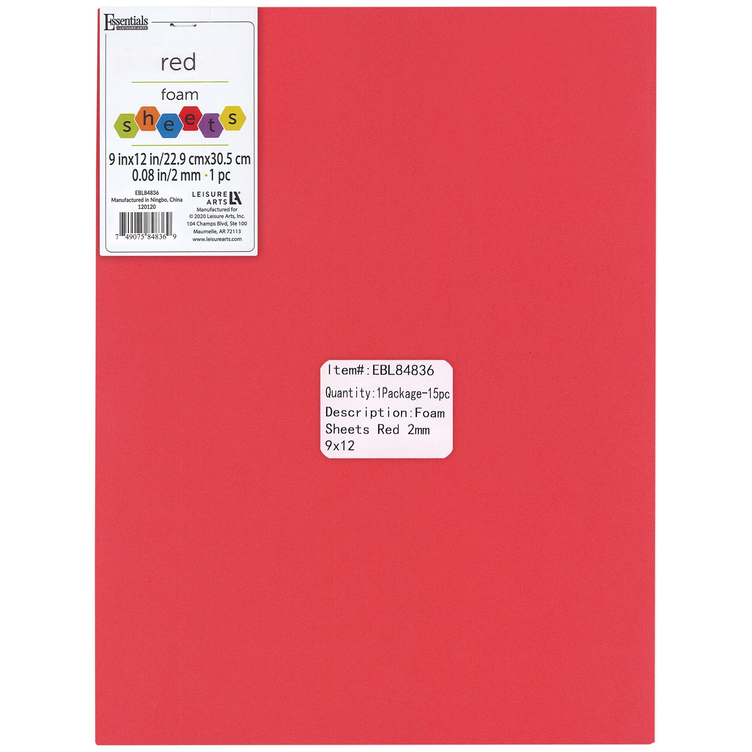 Craft Foam Sheets--12 x 18 Inches - Red - 5 Sheets-2 MM Thick – Quilting  Templates and More!