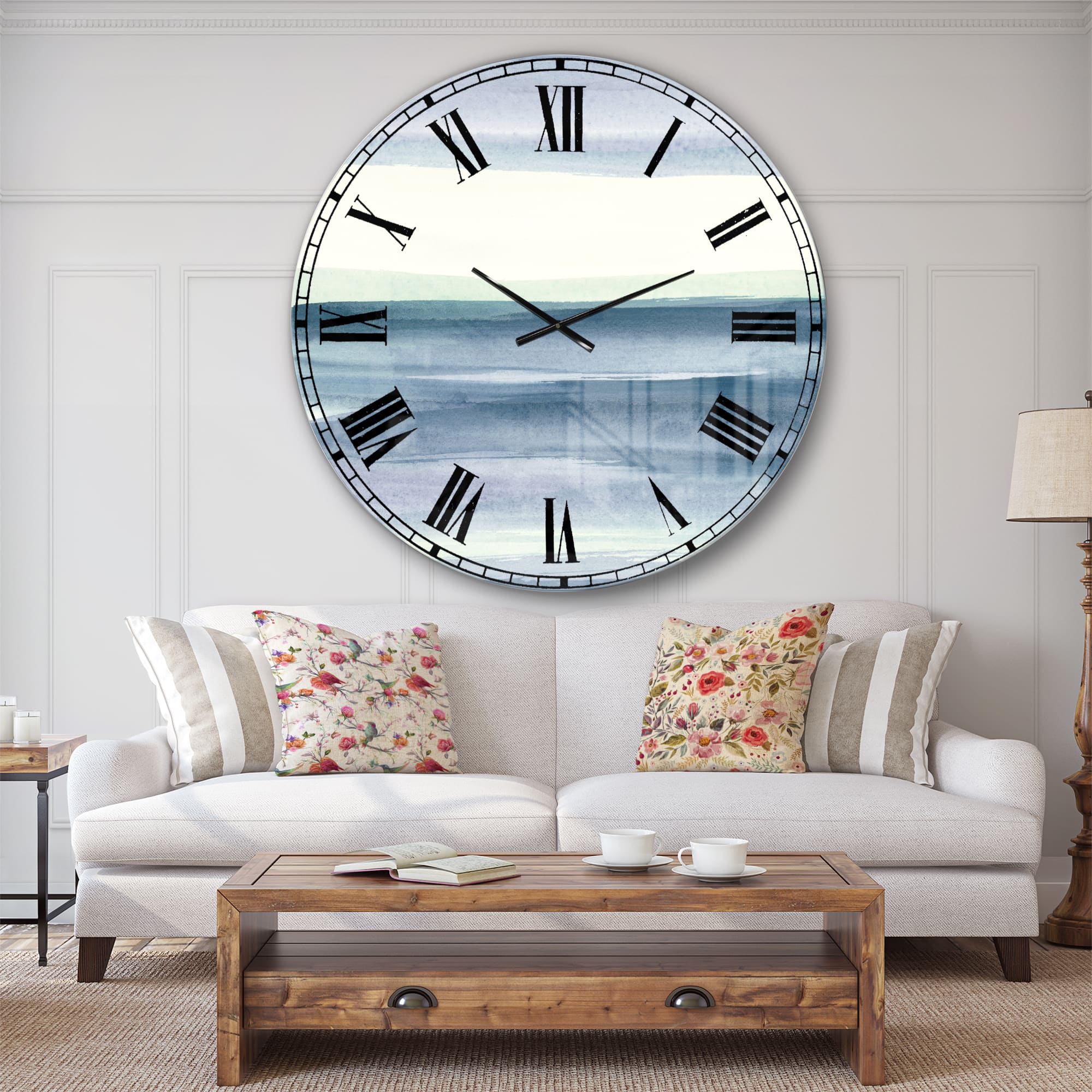 Designart Mint Indigo Dawn I Farmhouse Wall Clock