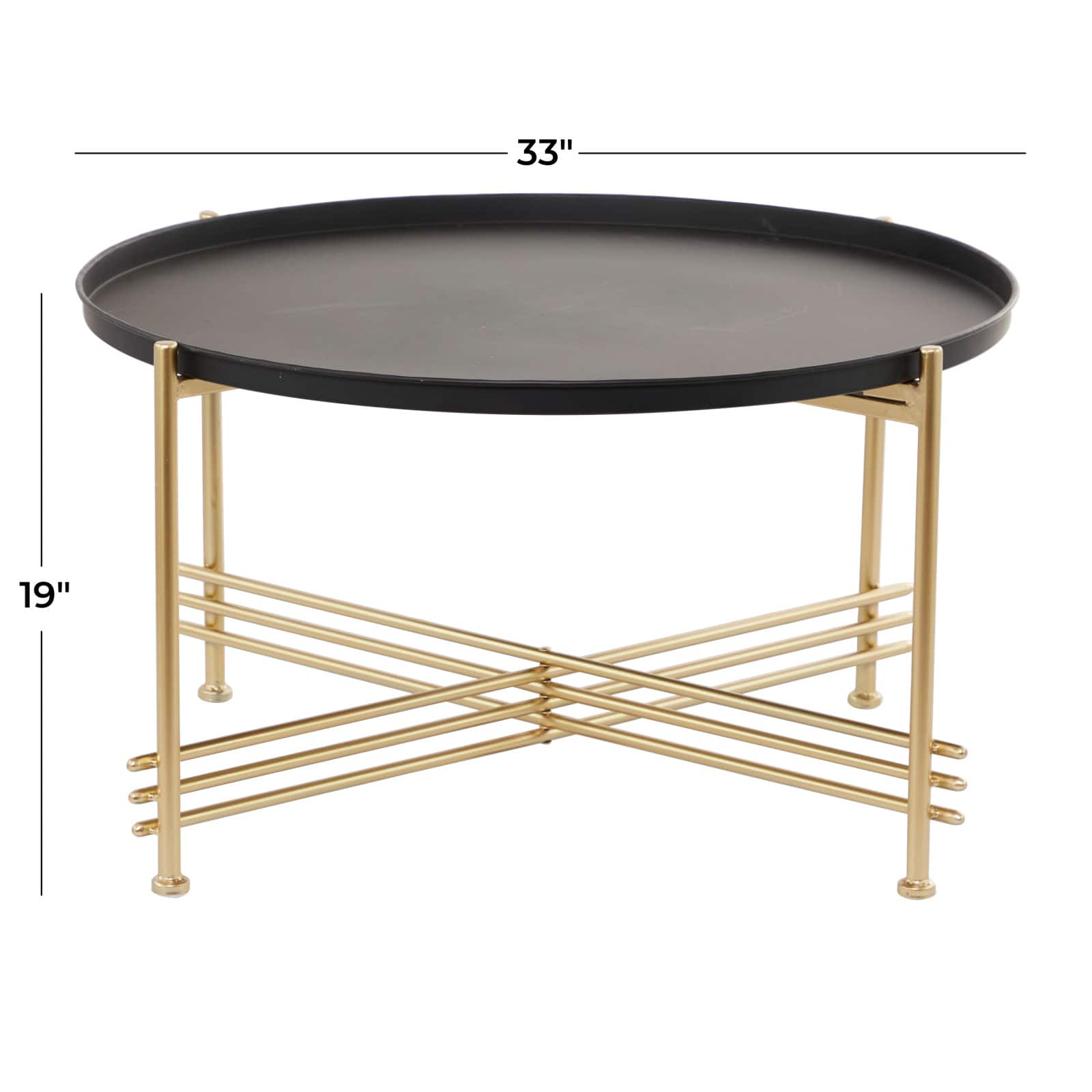 33" Gold & Black Metal Modern Coffee Table