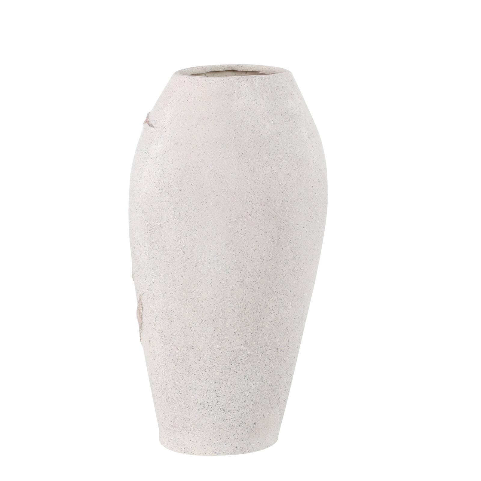 White Polystone Boho Style Vase, 18" x 10" x 6"