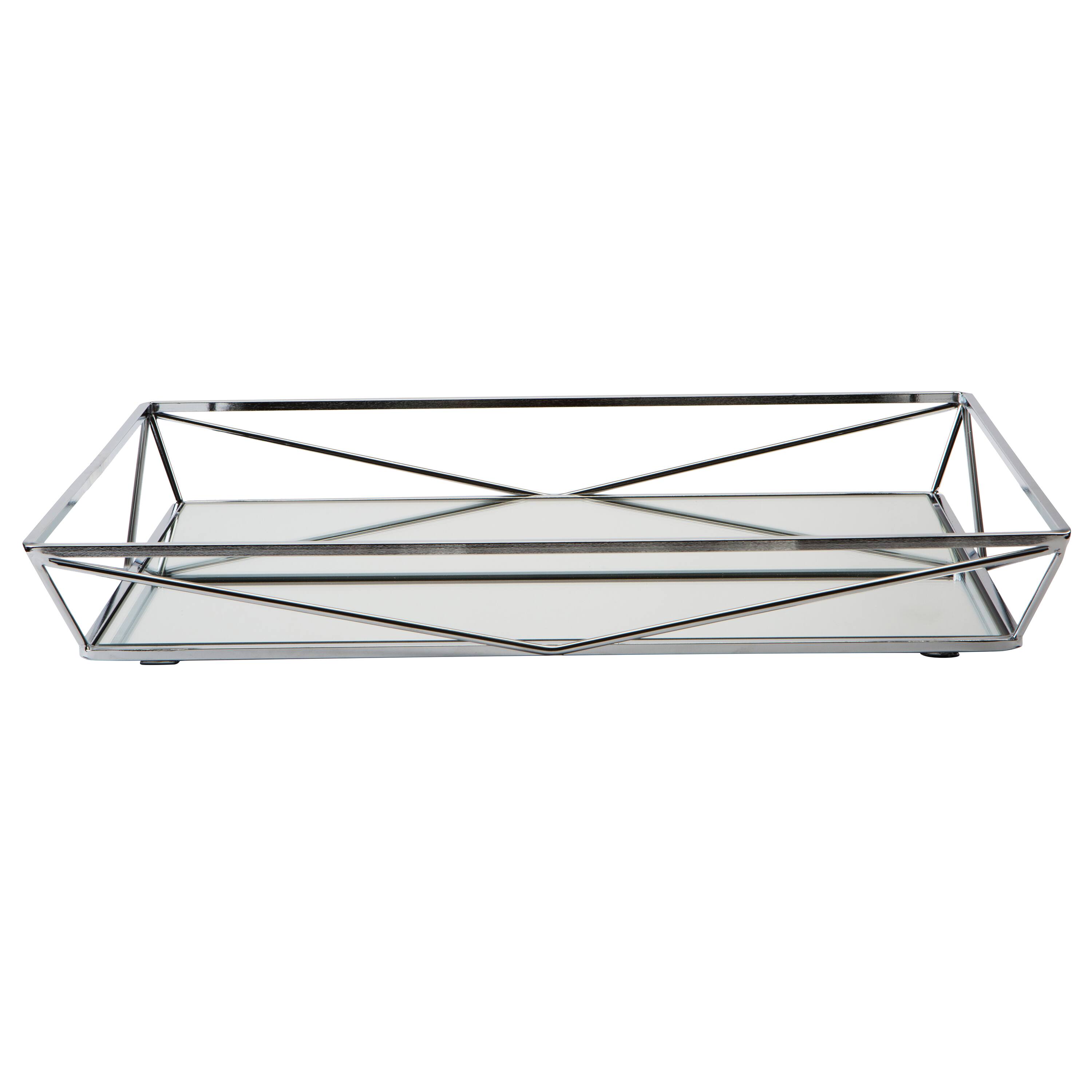 Home Details Chrome Geometric Mirrored Vanity Tray