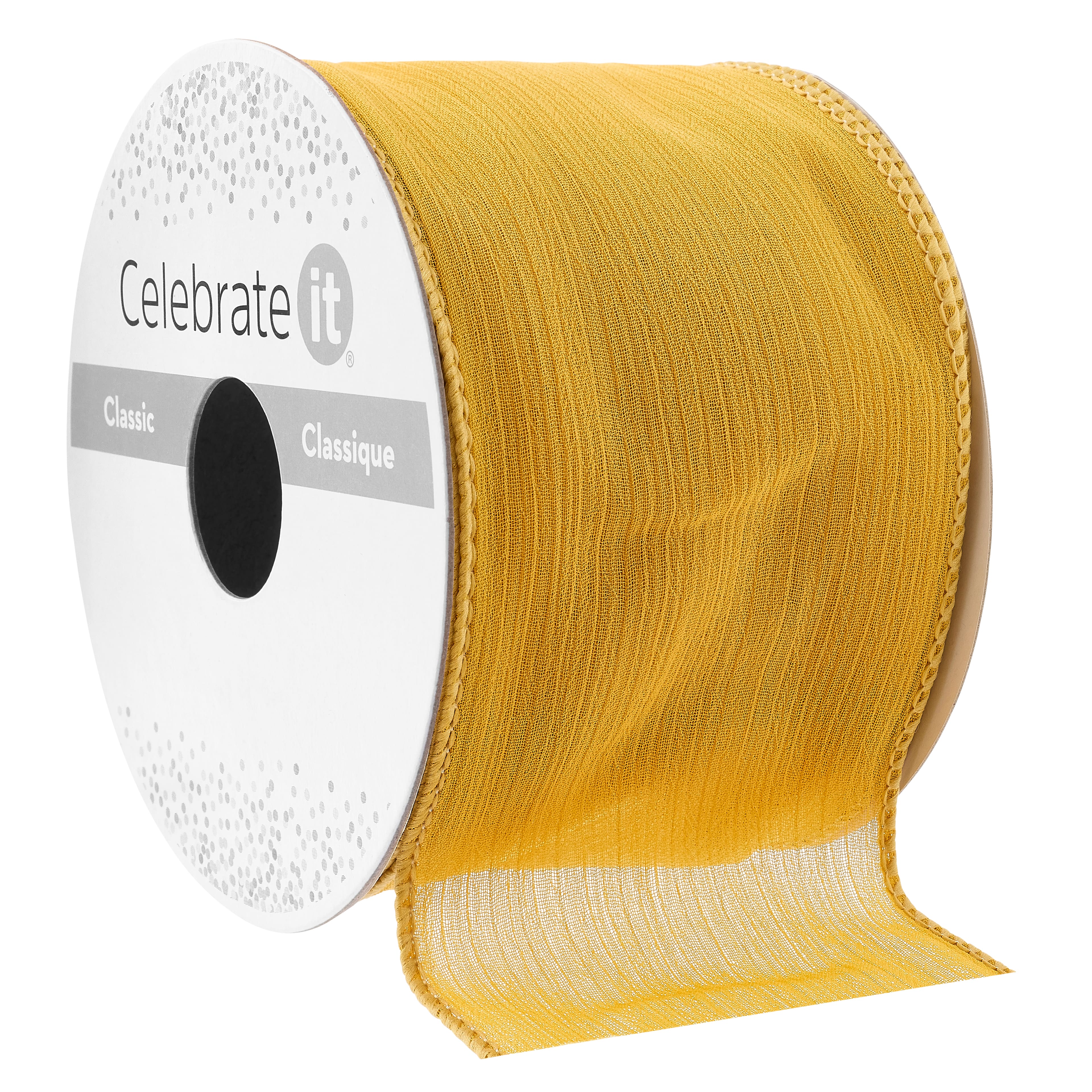 2.5" x 10yd. Taupe Sheer Crinkle Chiffon Wired Ribbon by Celebrate It® Classic