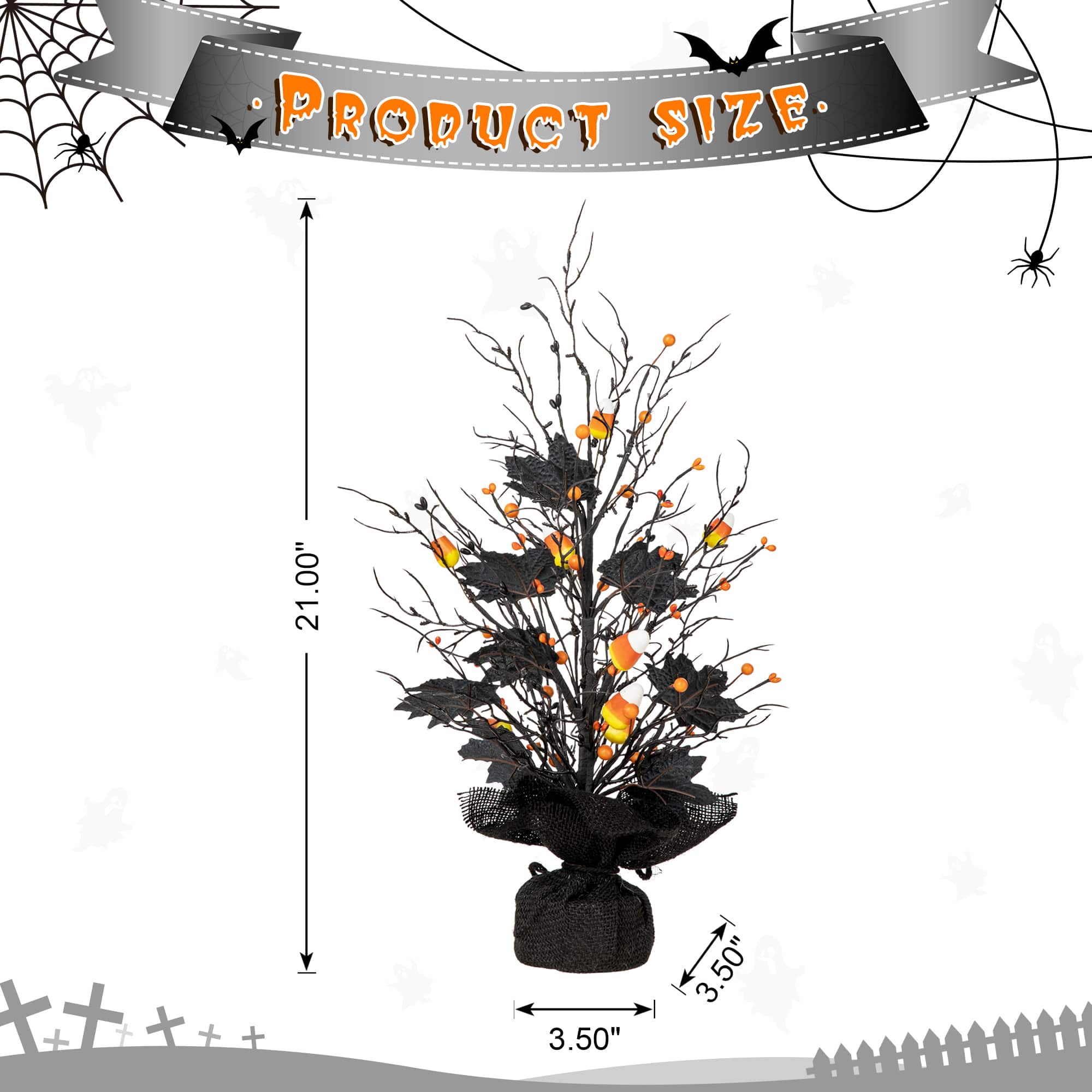 Glitzhome® 21" Lighted Halloween Candy Corn Berries Table Tree