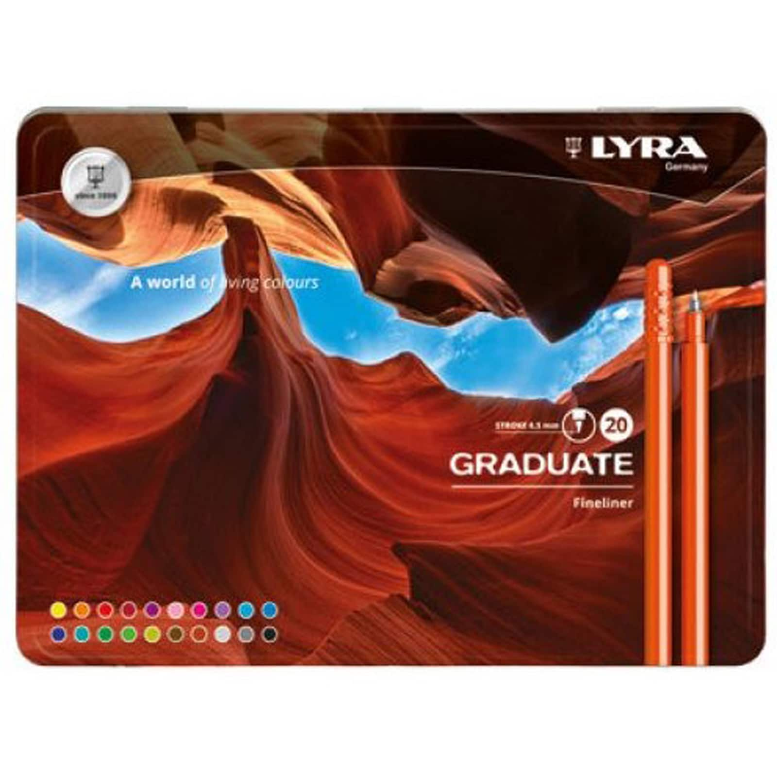 Lyra Graduate Fineliner Markers 0.5 mm Assorted Colors (20 ct) Art Markers for Adults & Students - 1 Each