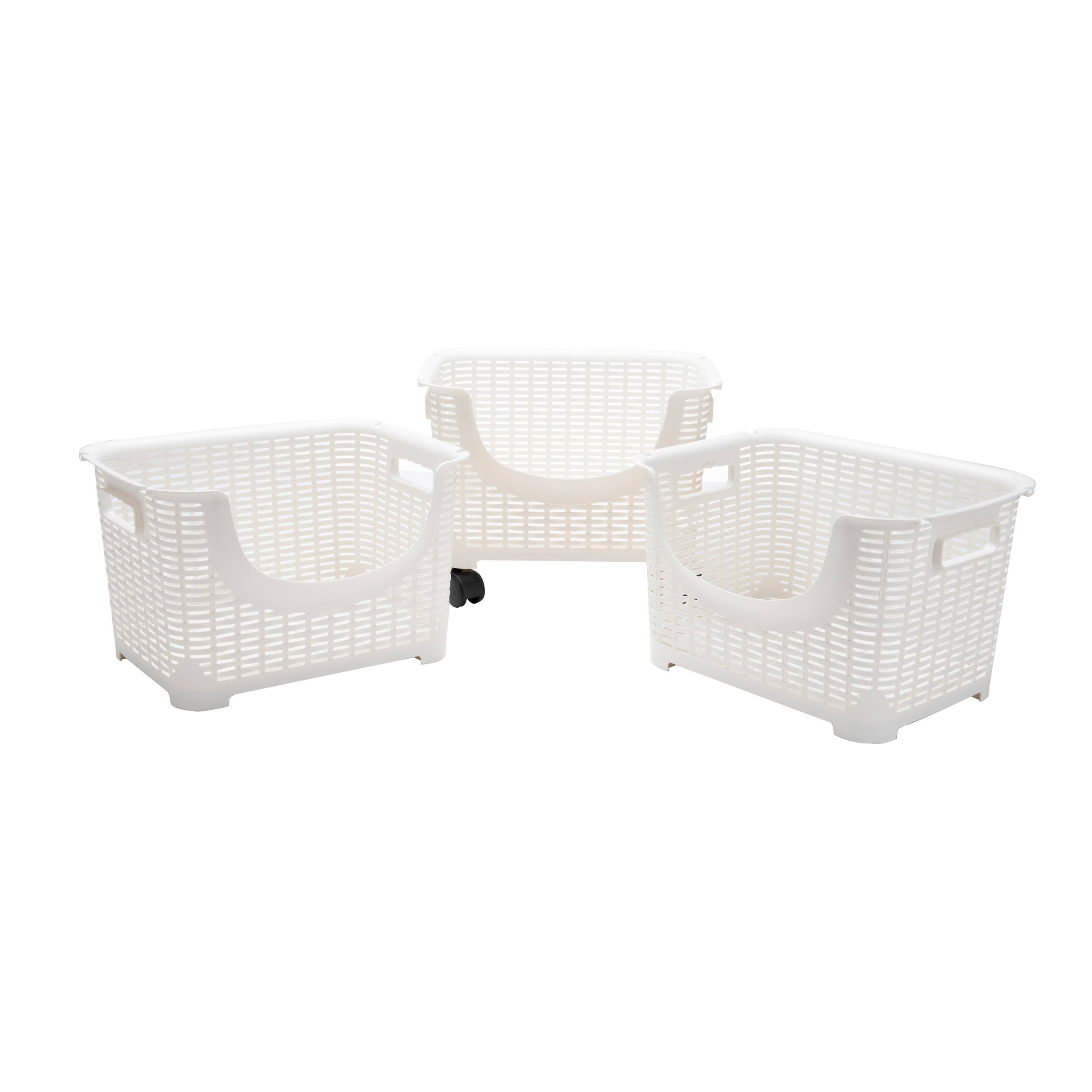 Mind Reader 3-Tier Ivory Rolling Plastic Storage Containers