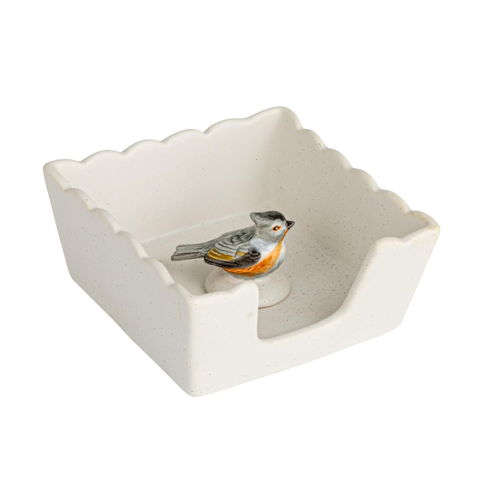 Hello Honey® 6" Wide Green & White Avian Grace Stoneware Napkin Holder with Weight