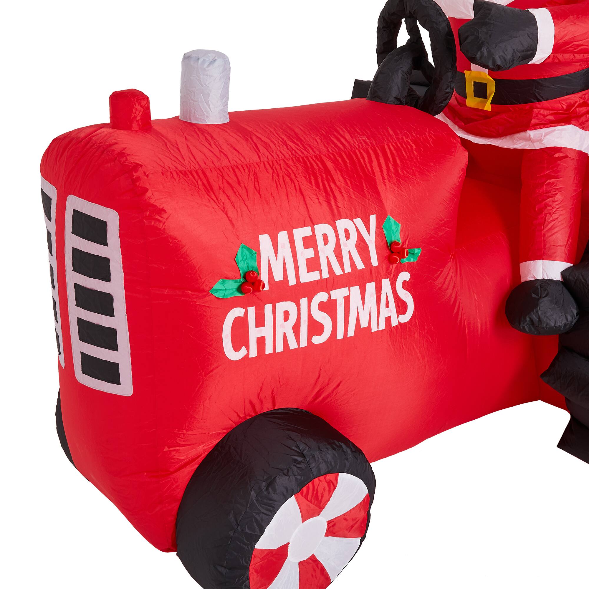 Glitzhome&#xAE; 11ft. Lighted Inflatable Santa on Tractor D&#xE9;cor
