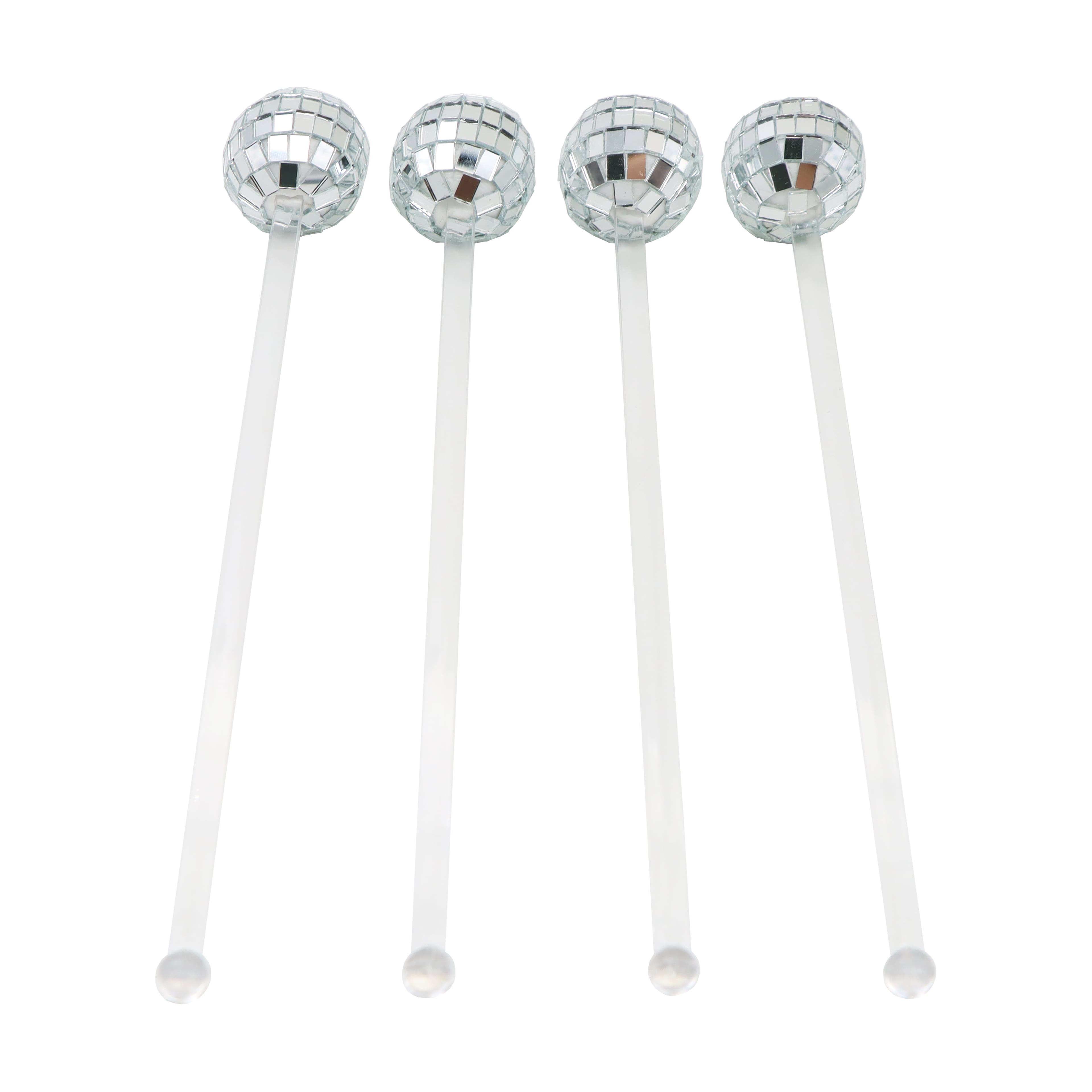 Silver Disco Ball Drink Stirrers, 4ct. by Ashland&#xAE;