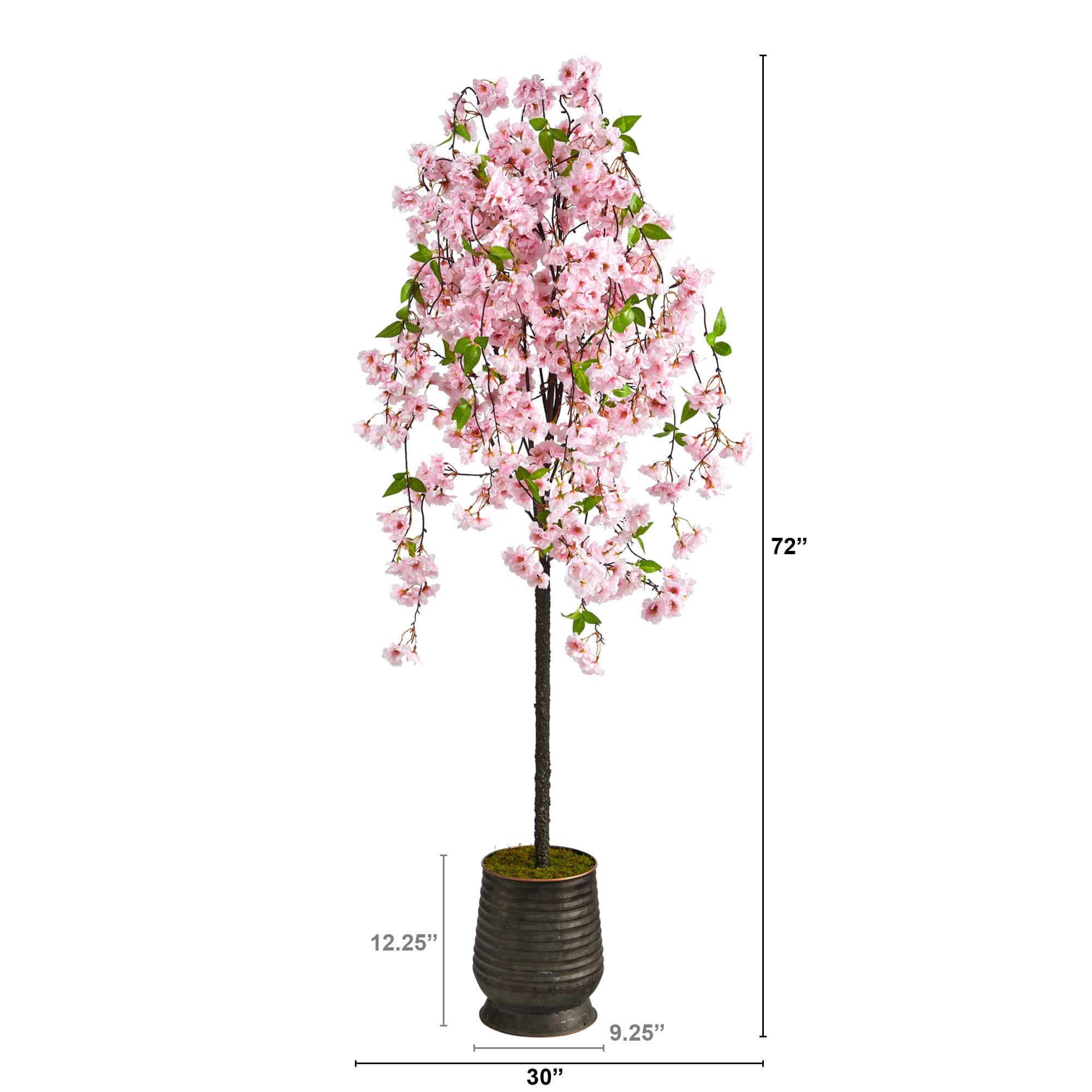 6ft. Cherry Blossom Artificial Tree in Ribbed Metal Planter