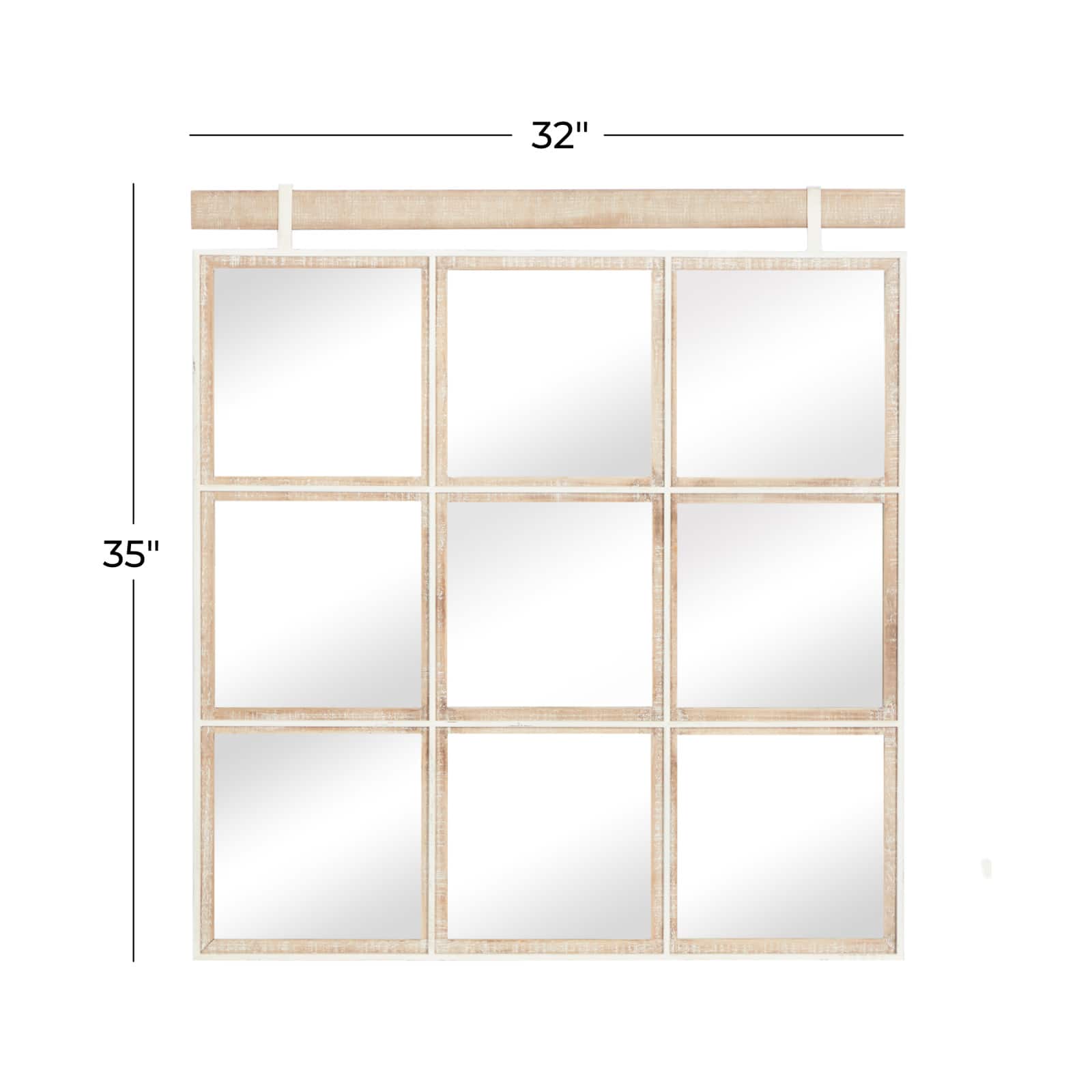 35&#x22; Brown Wood Rustic Wall Mirror