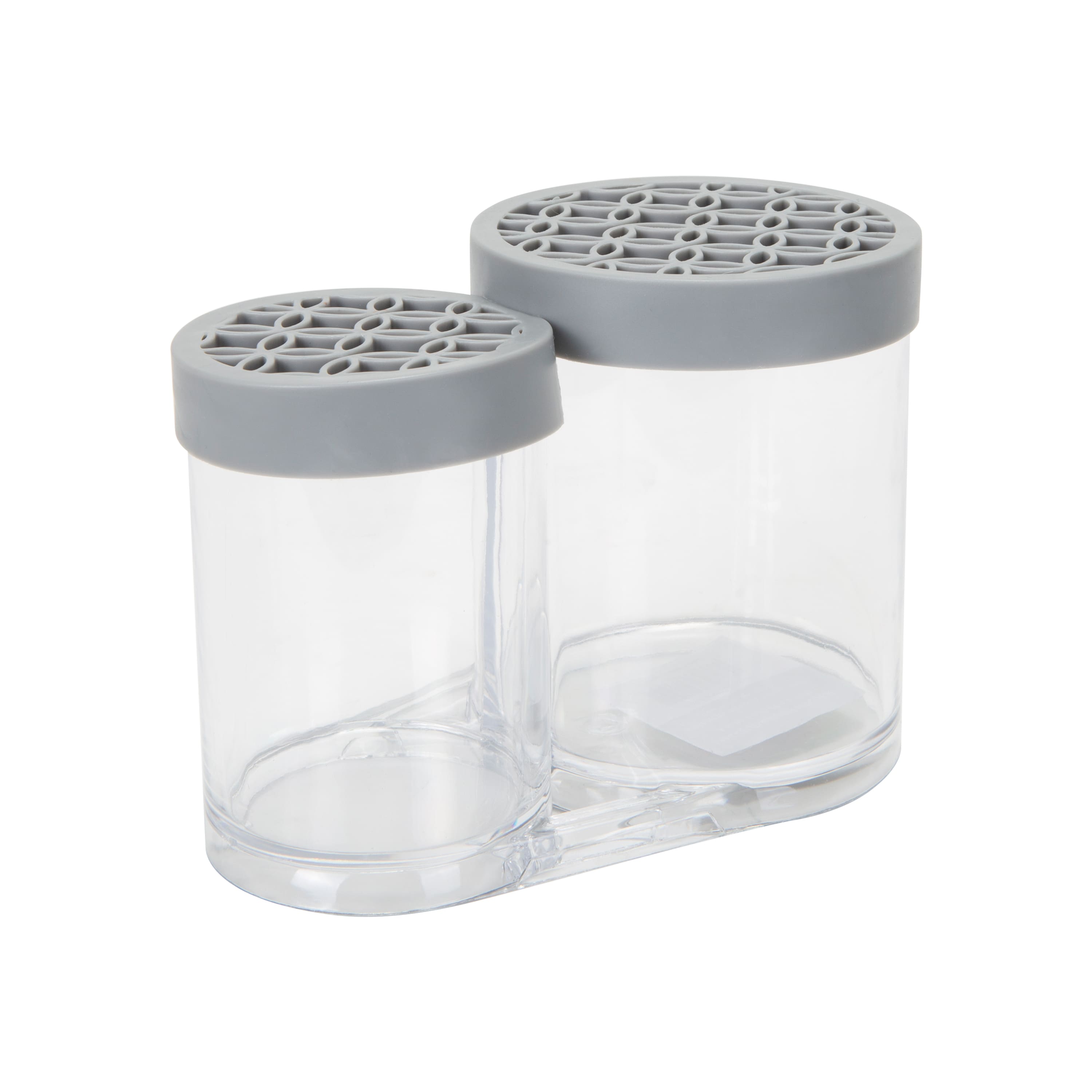 Simplify Gray 2 Compartment Cosmetic Brush Holder