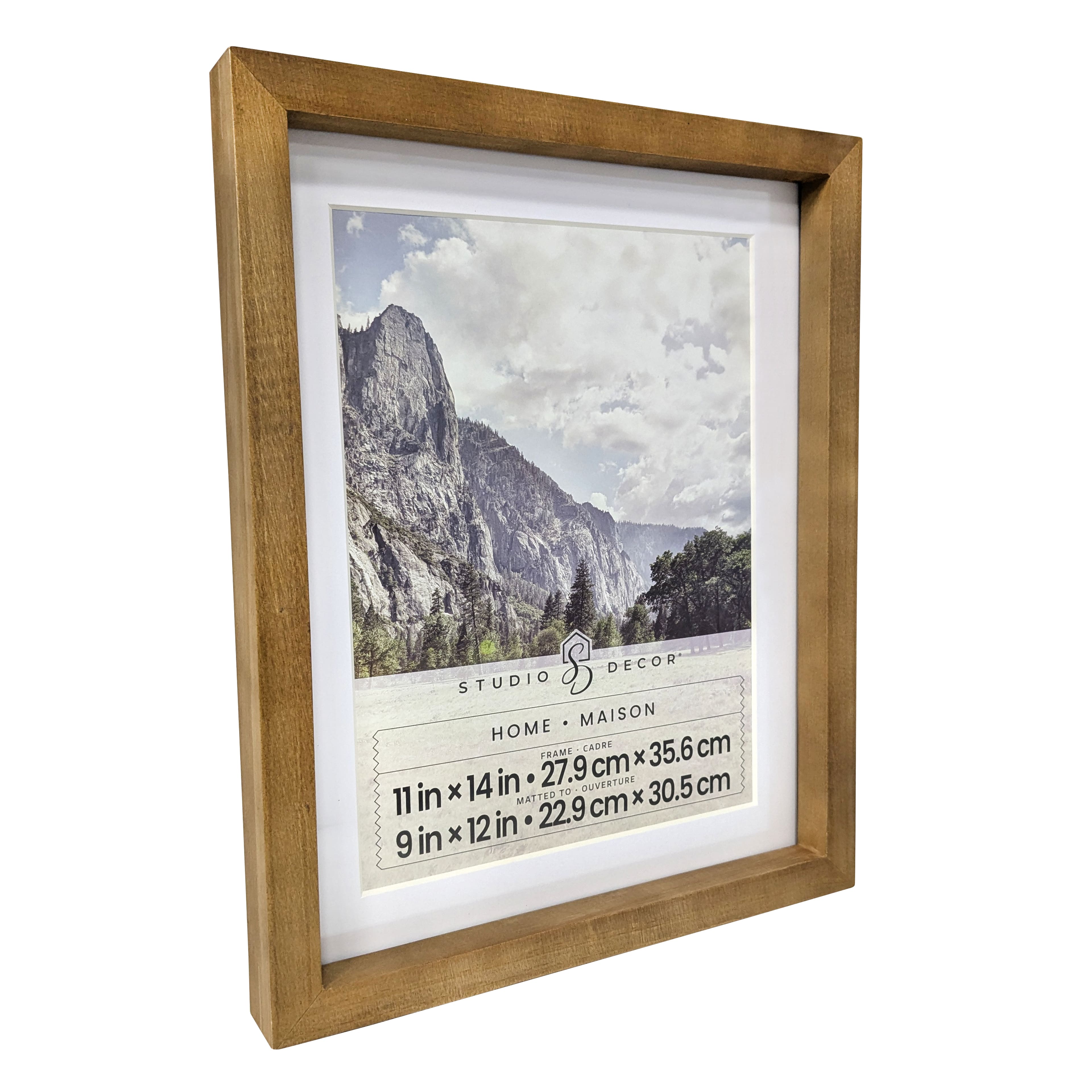 Home Natural Walnut Stain Wood Frame with Mat by Studio D&#xE9;cor&#xAE;