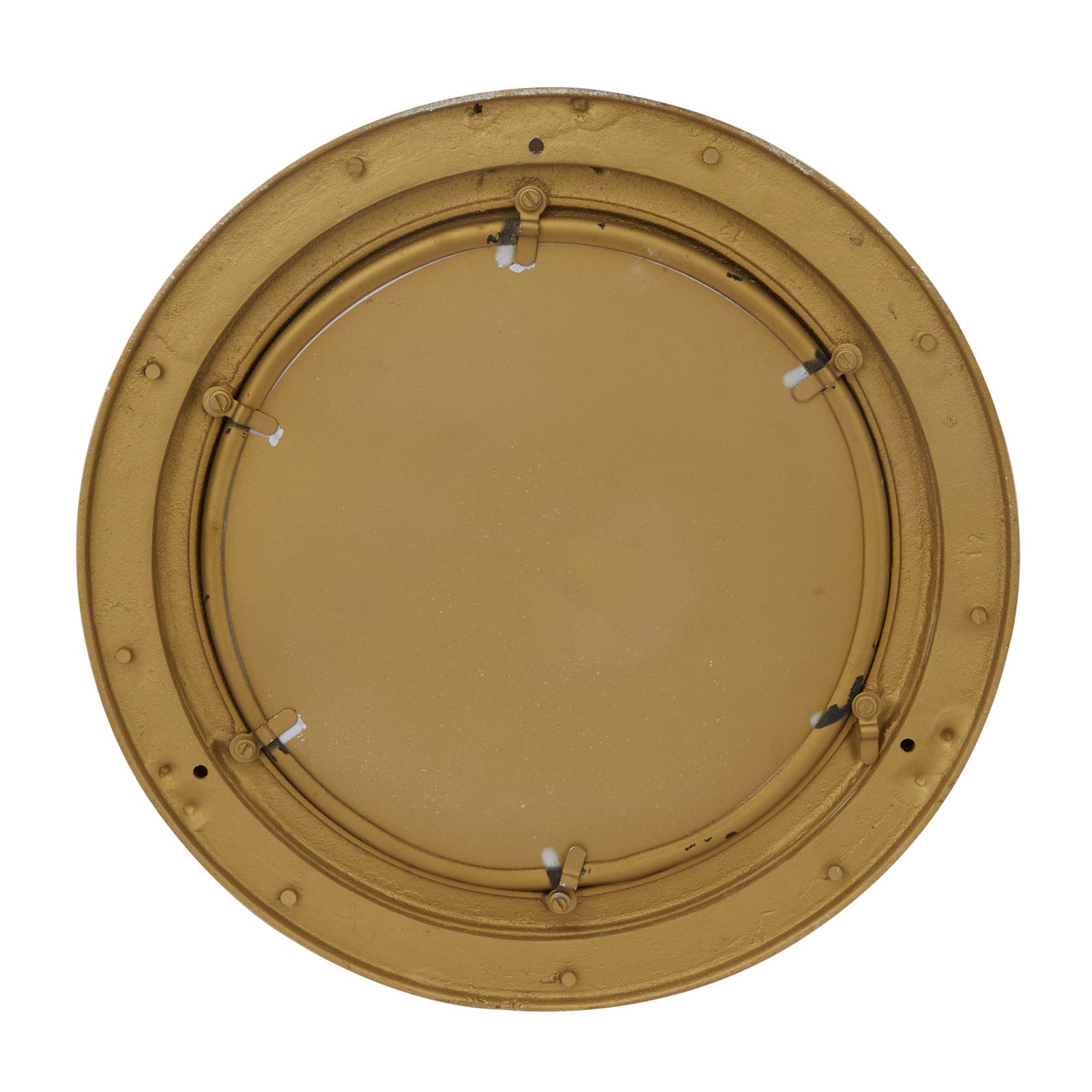The Novogratz Gold Brass Sail Boat Wall Mirror with Port Hole Detailing 12&#x22; x 2&#x22; x 12&#x22;