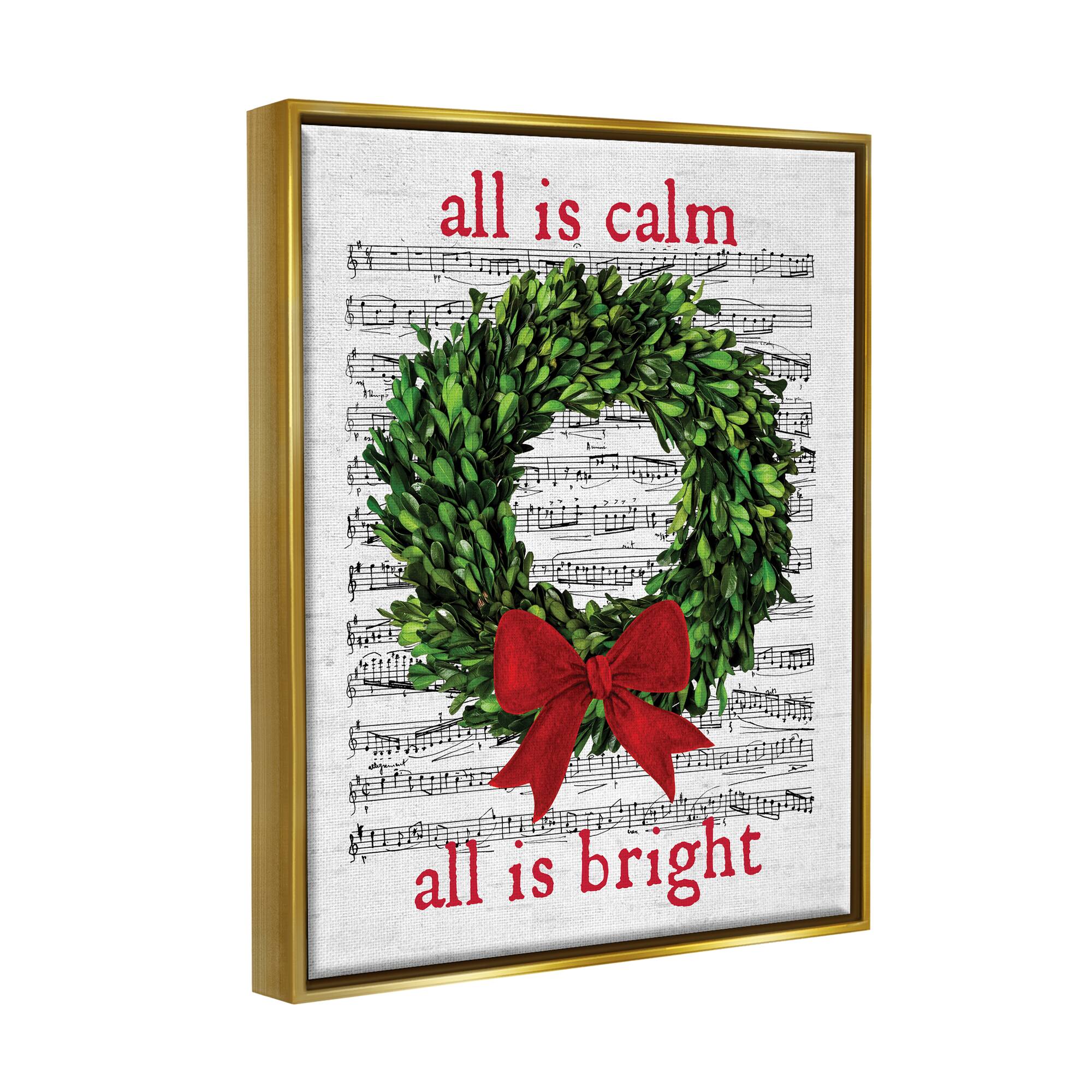 Stupell Industries All Is Calm Christmas Song Framed Floater Canvas Wall Art