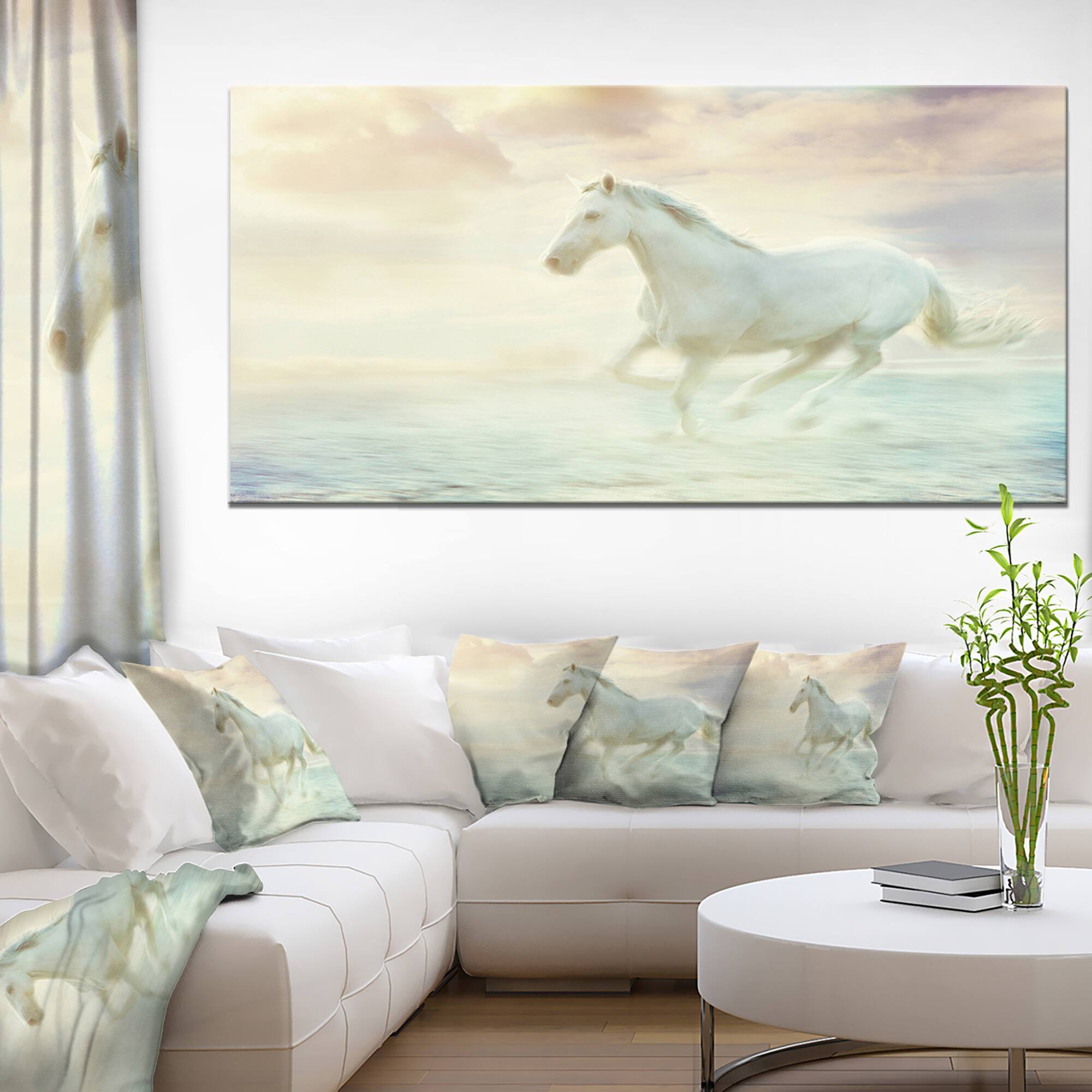Designart - Fantasy White Horse - Animal Canvas Art Print