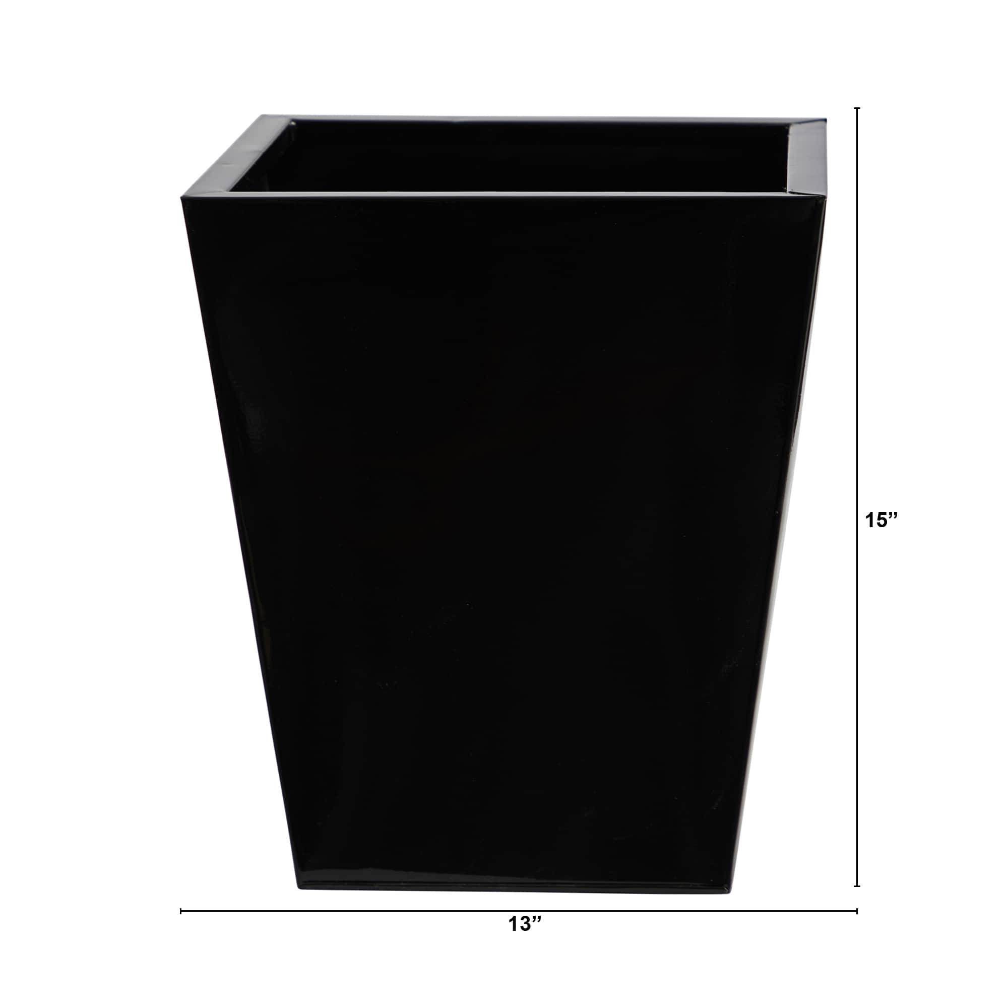15&#x22; Black Classic Square Metal Planter