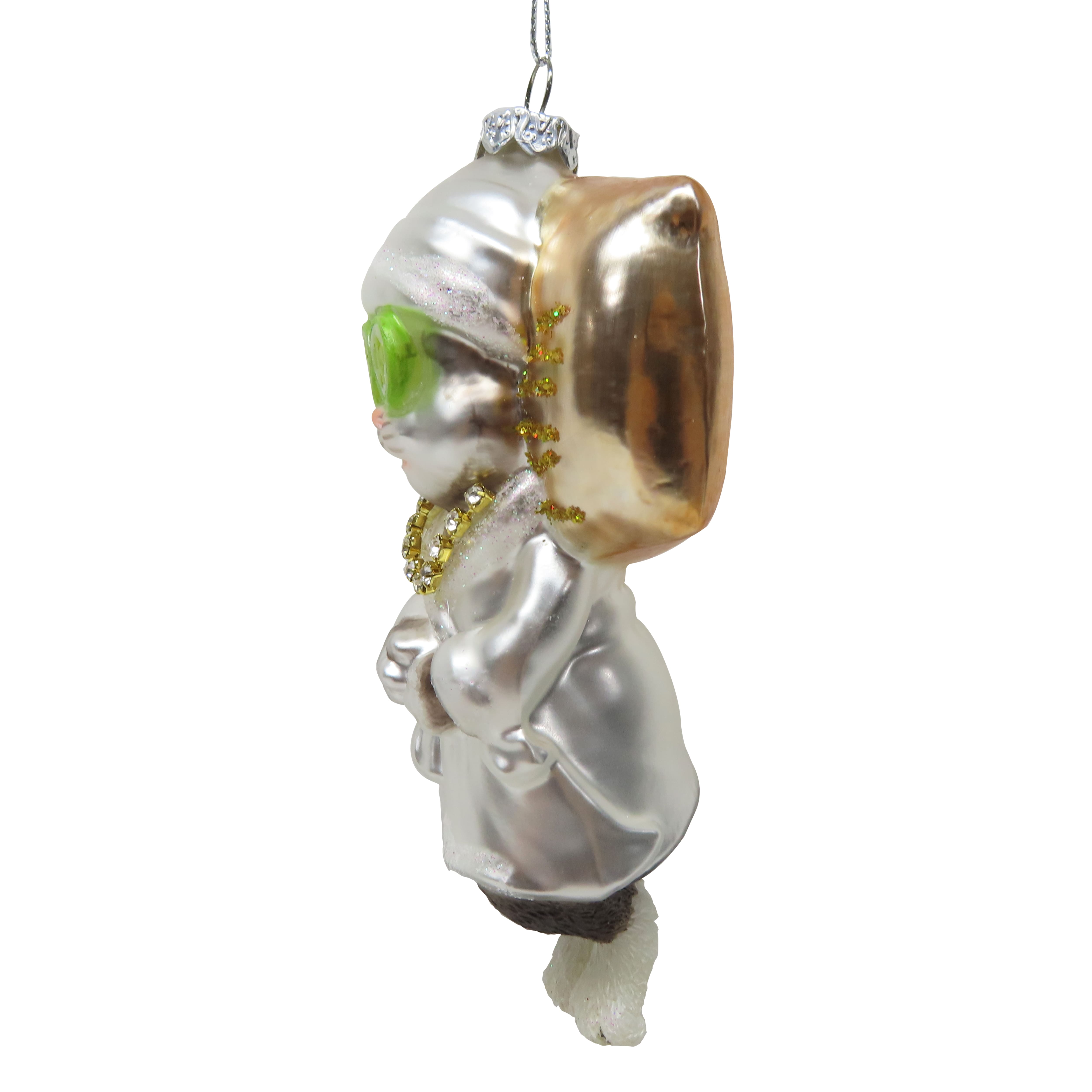 5.25&#x22; Silver Spa Cat Glass Ornament by Ashland&#xAE;