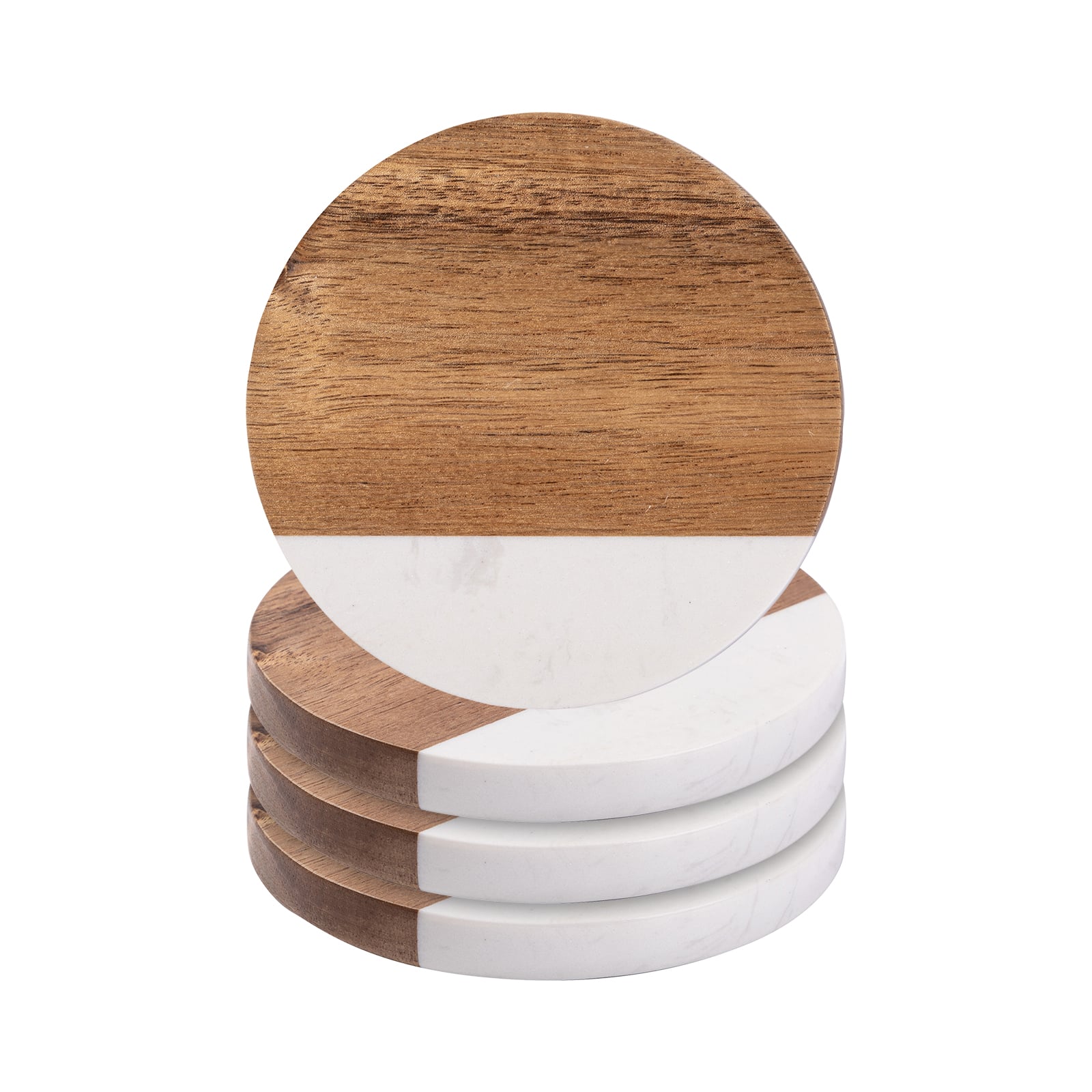 Craft Express 4ct. 3.93" Coaster Marble & Wood Laserable Round