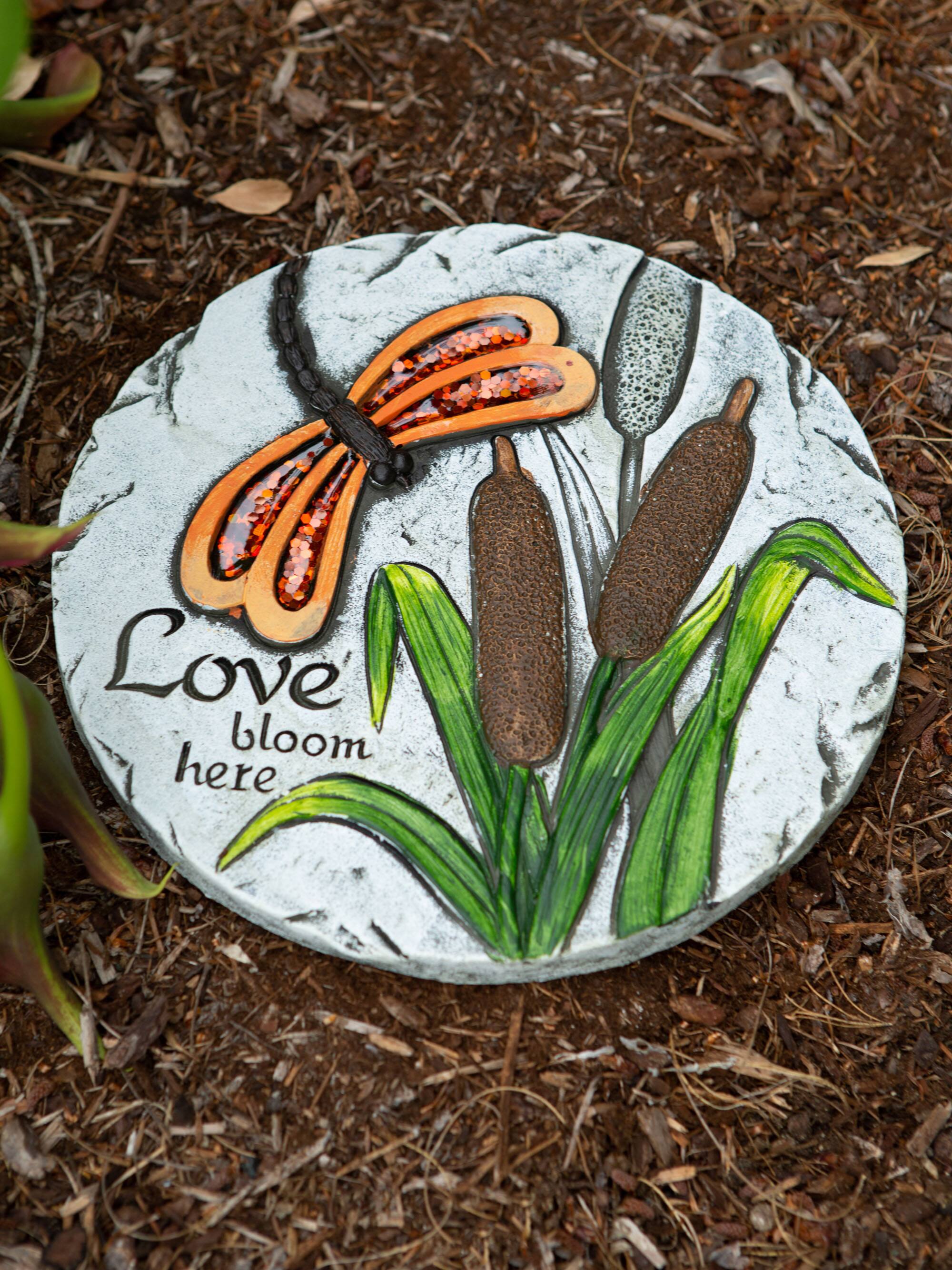 10" Love Bloom Here Stepping Stone