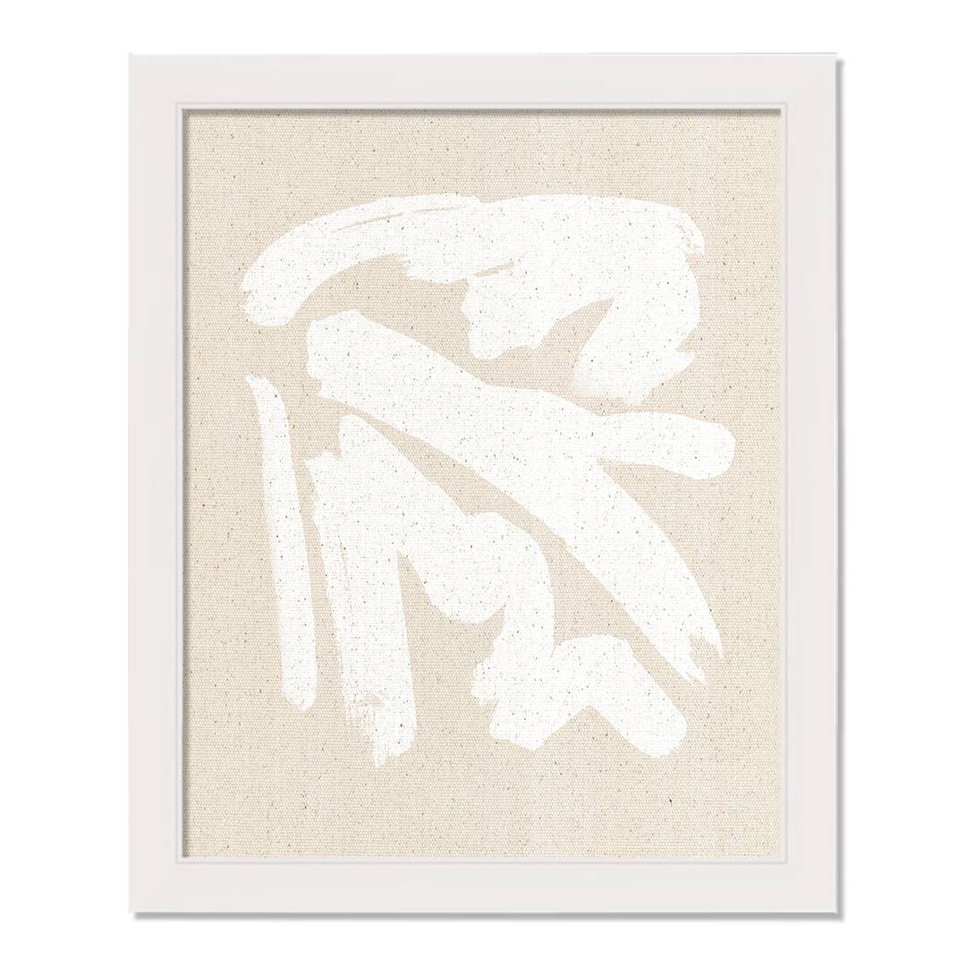 White Brushstroke Patterned White Framed Wall D&#xE9;cor