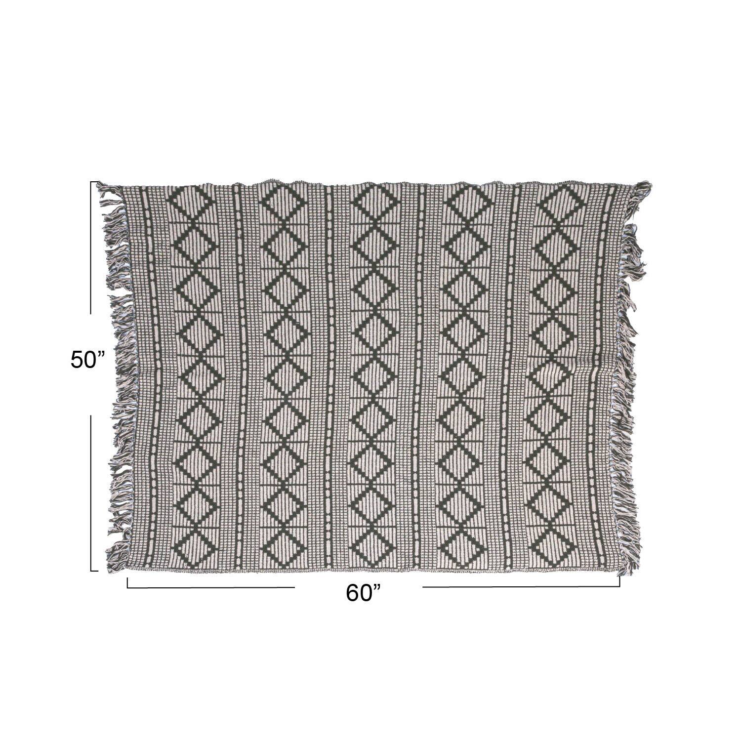 Hello Honey® Green & Beige Diamond Soft Recycled Cotton Blend Throw