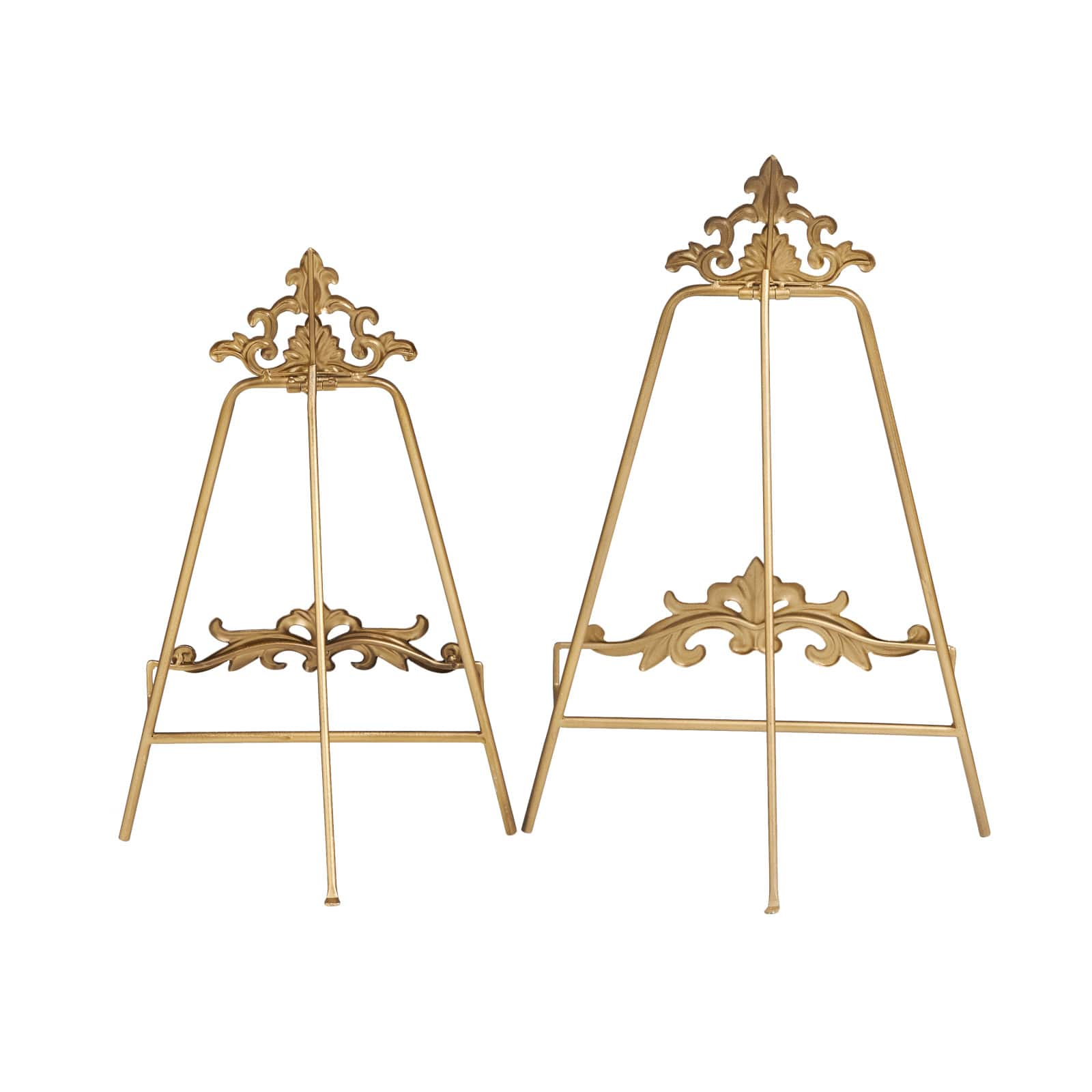 Gold Metal Ornate Arabesque Scroll Tabletop Easel Set