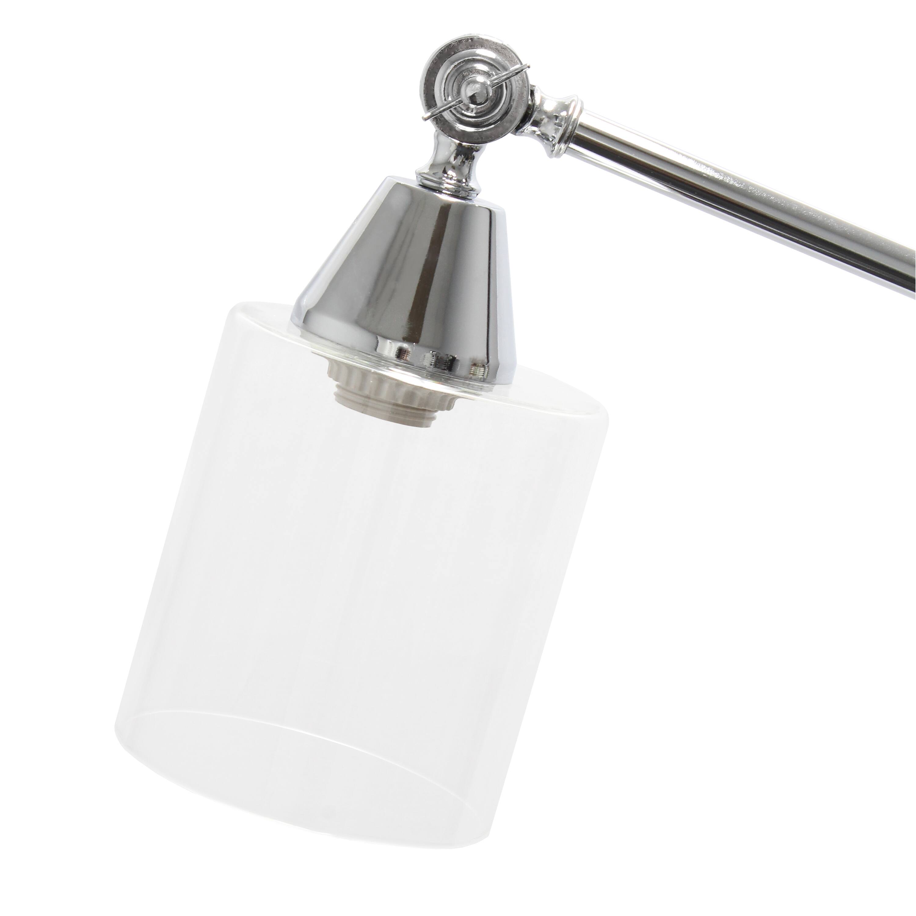 Lalia Home 4.6ft. Swing Arm Floor Lamp with Glass Cylindrical Shade