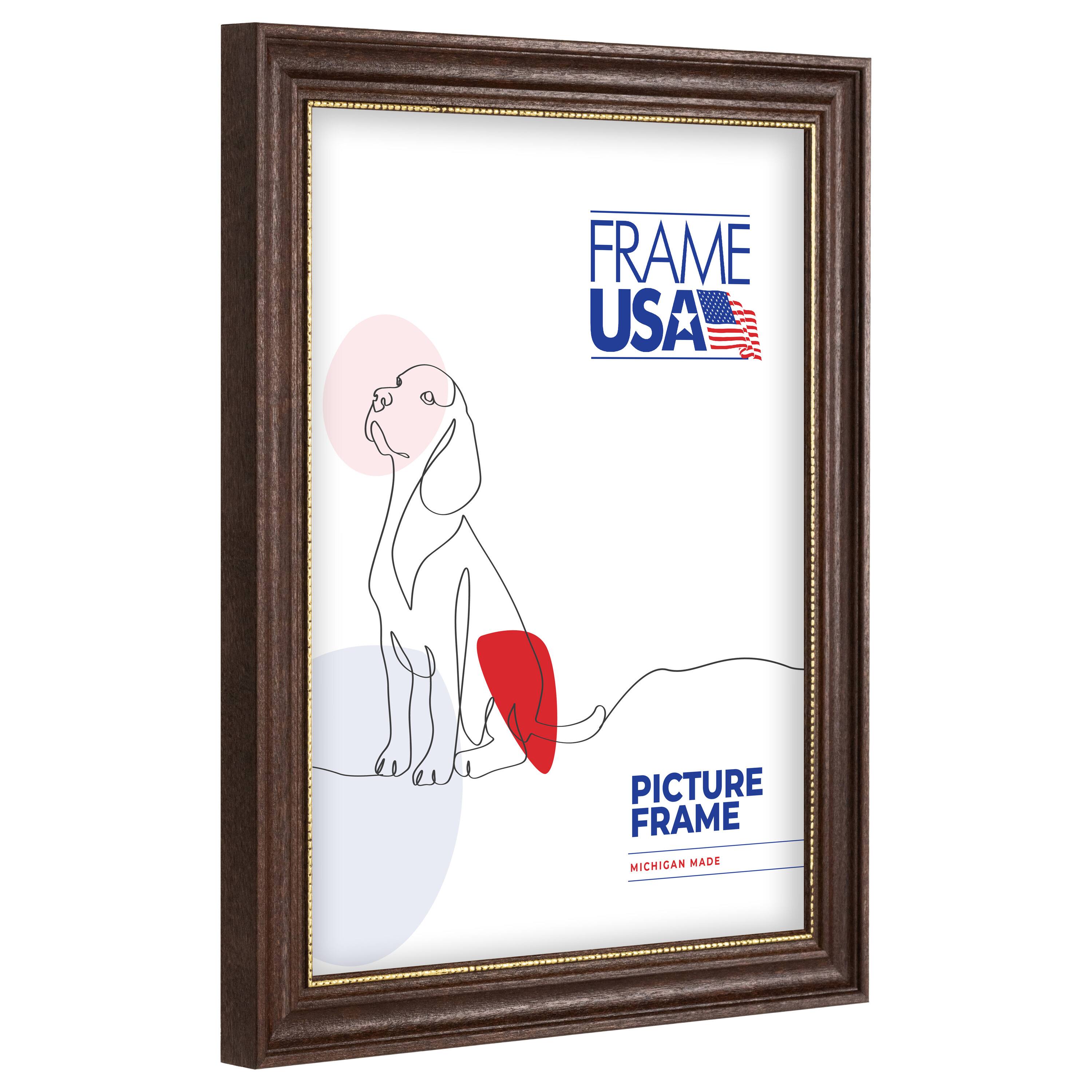 Frame USA Boardroom Walnut with Gold Bead Single Image Picture Frame