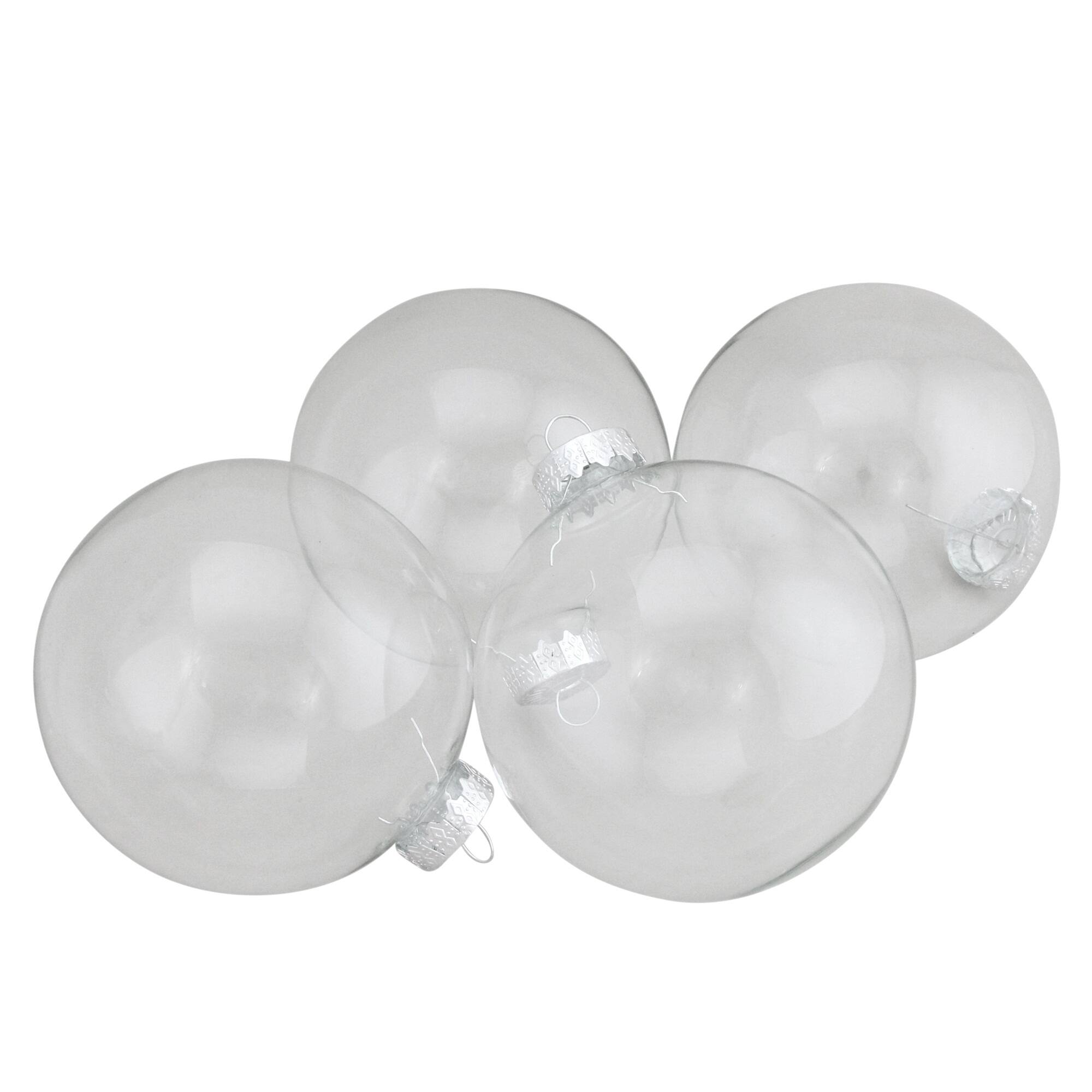 4ct. 4" Clear Glass Ball Ornaments