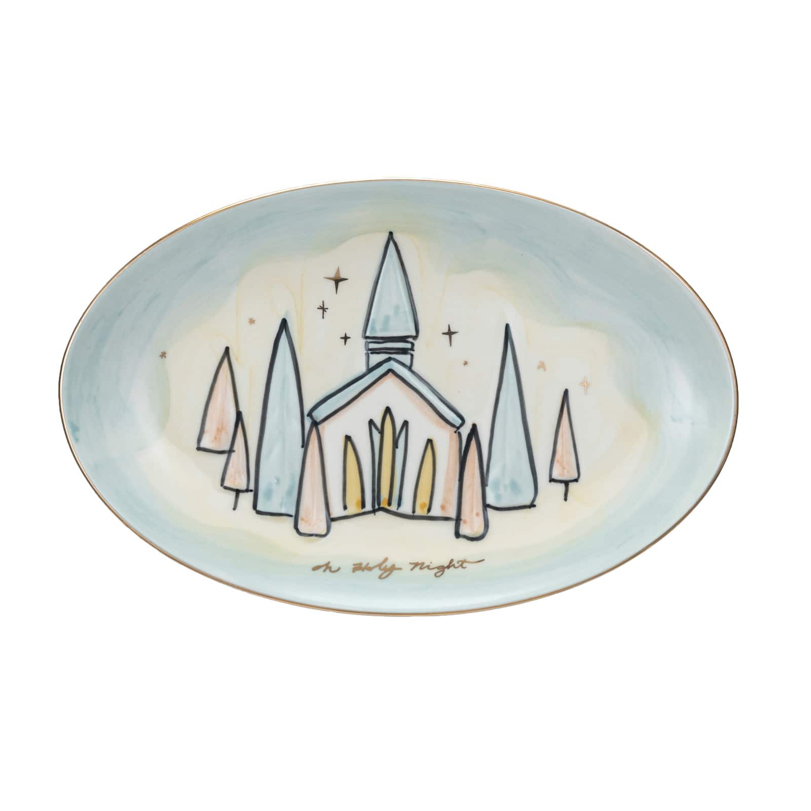 Hello Honey® 8" Oh Holy Night Hand-Painted Stoneware Plate
