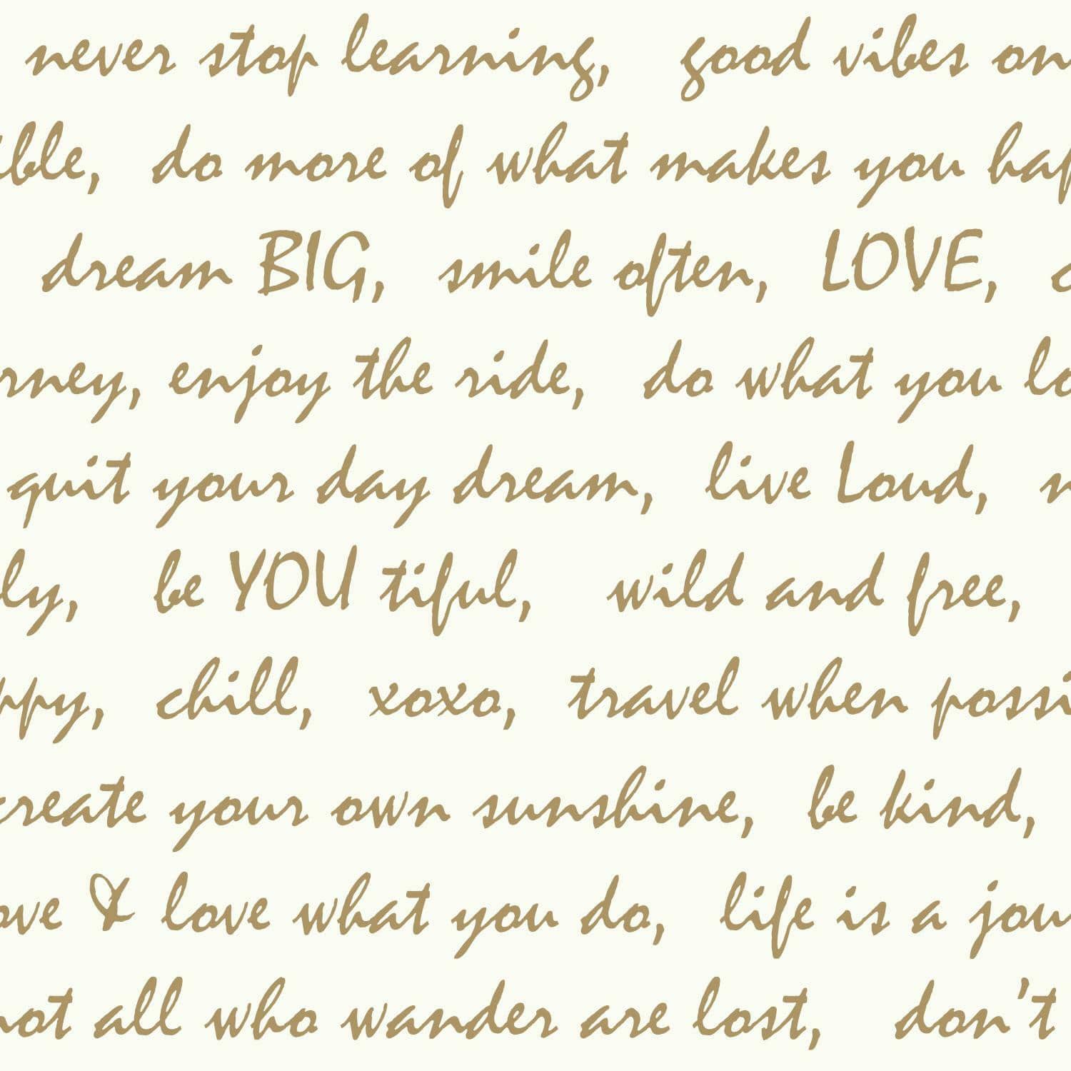 RoomMates Gold Dream Big Script Peel & Stick Wallpaper