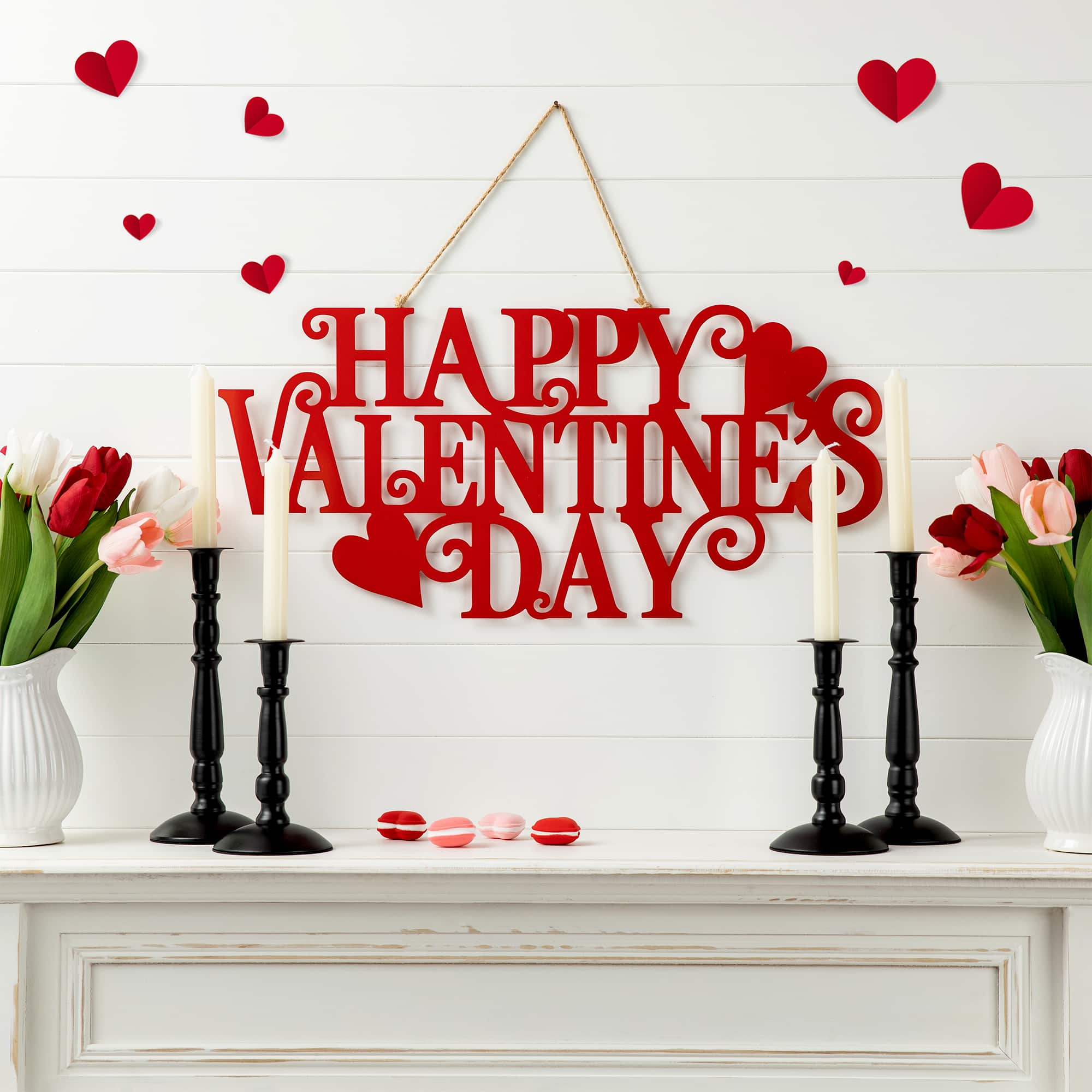 Glitzhome&#xAE; 24&#x22; Metal &#x22;HAPPY VALENTINE&#x27;S DAY&#x22; Wall Decor